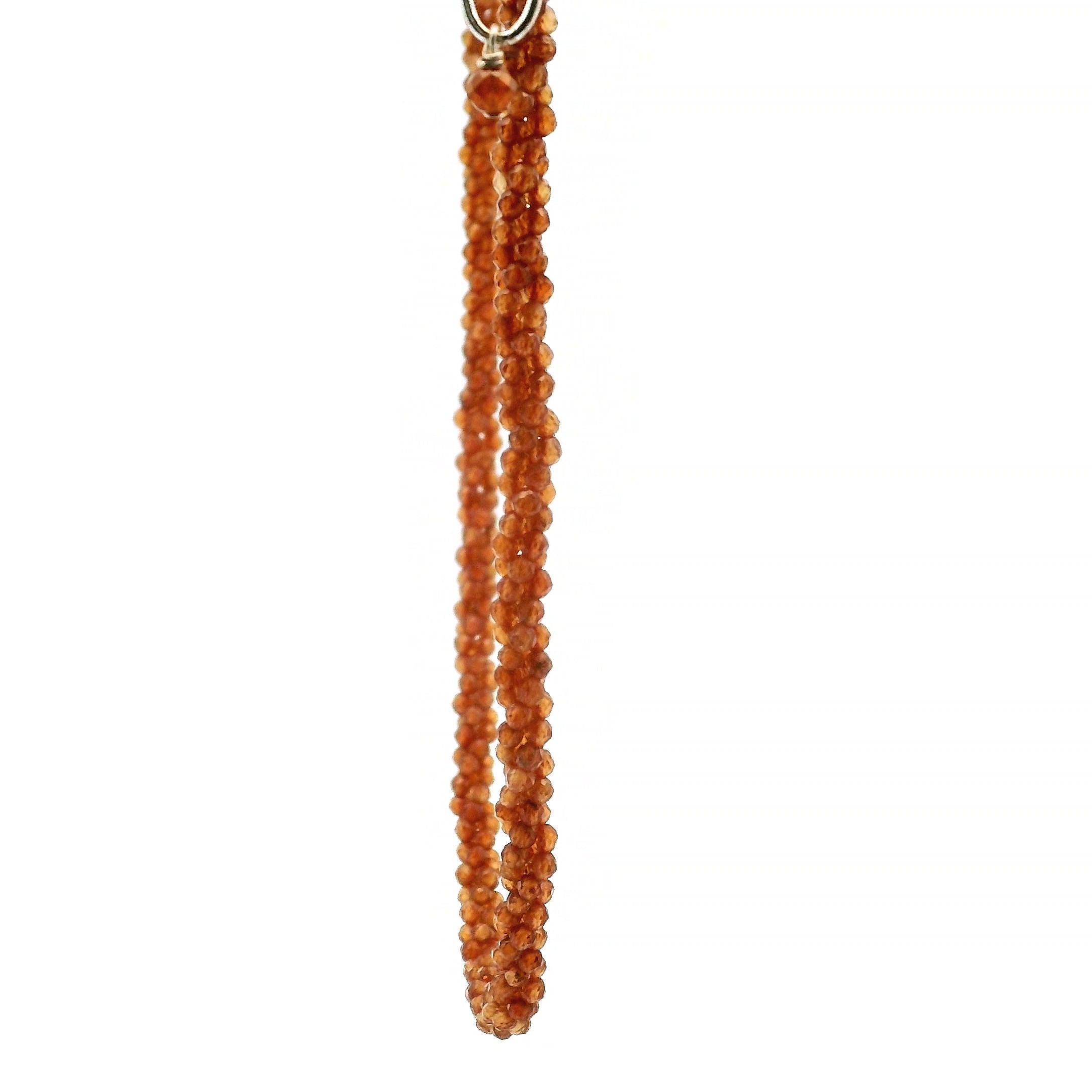 Hessonite Garnet Braided Micro Faceted Necklace for Manifesting Love and Success in your Career, Protection and Wealth