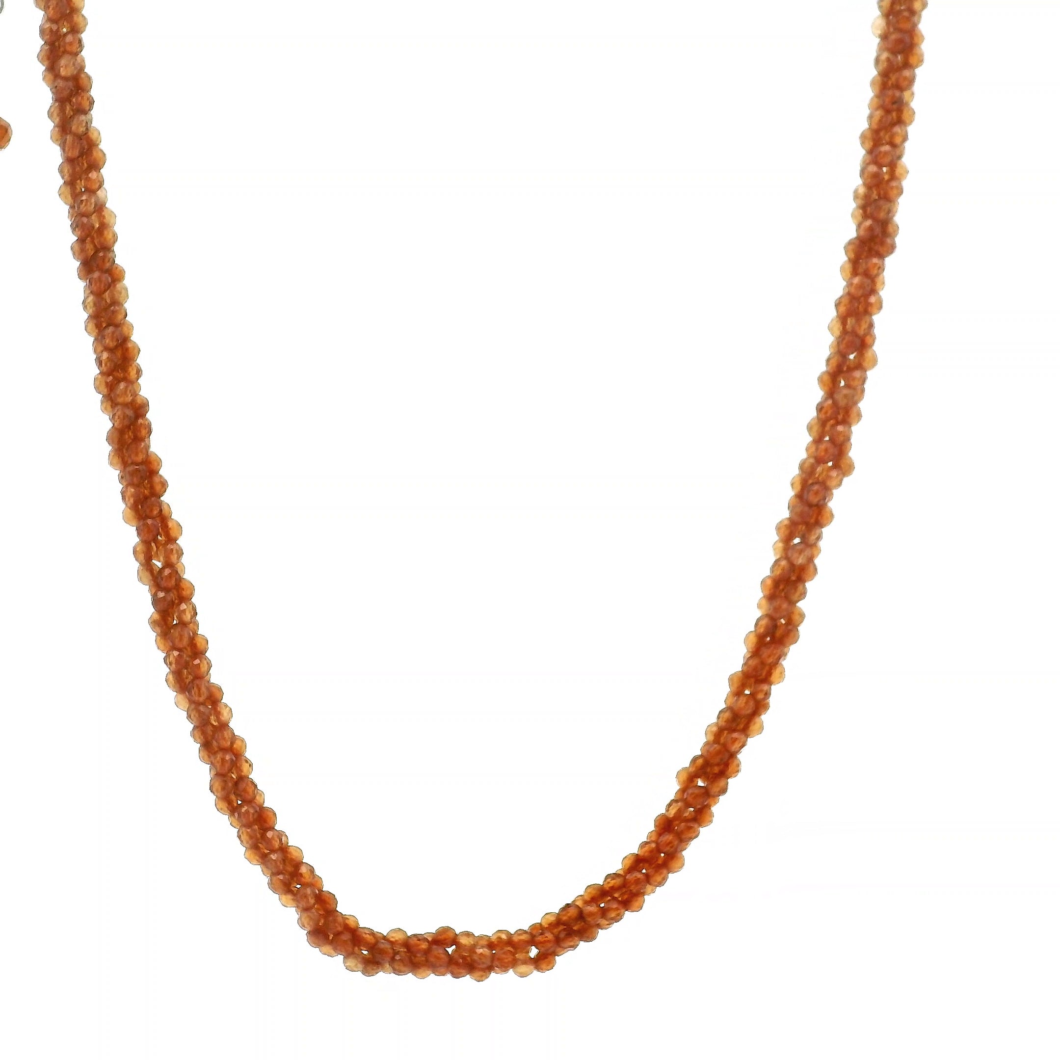 Hessonite Garnet Braided Micro Faceted Necklace for Manifesting Love and Success in your Career, Protection and Wealth