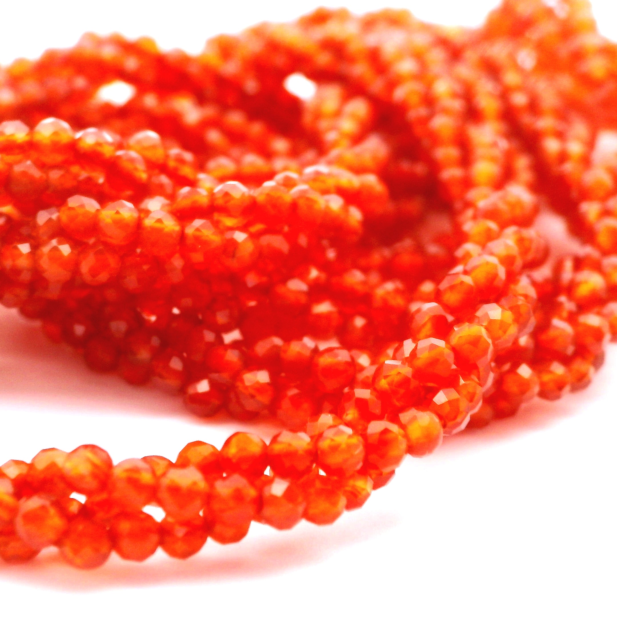 Fiery Carnelian Braided Micro Faceted Necklace for Compassion & Loyalty
