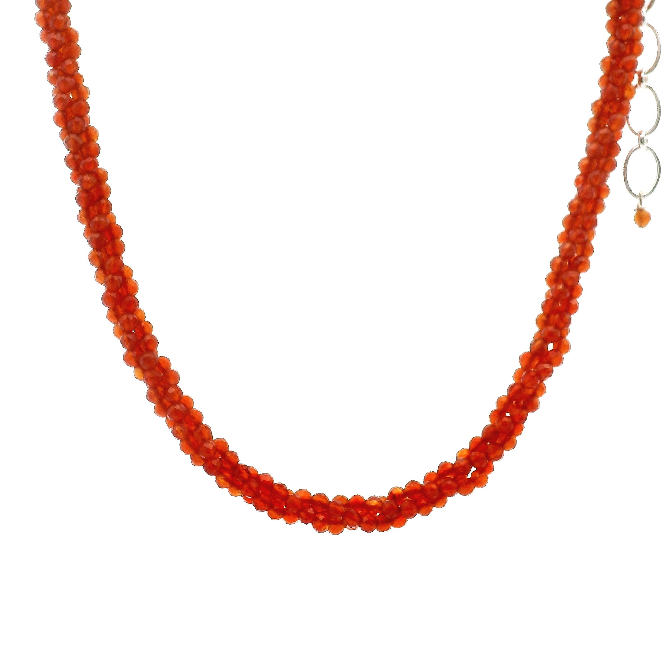 Fiery Carnelian Braided Micro Faceted Necklace for Compassion & Loyalty
