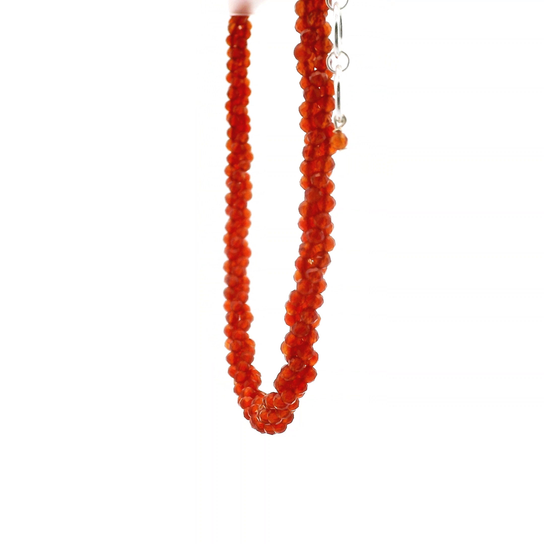 Fiery Carnelian Braided Micro Faceted Necklace for Compassion & Loyalty