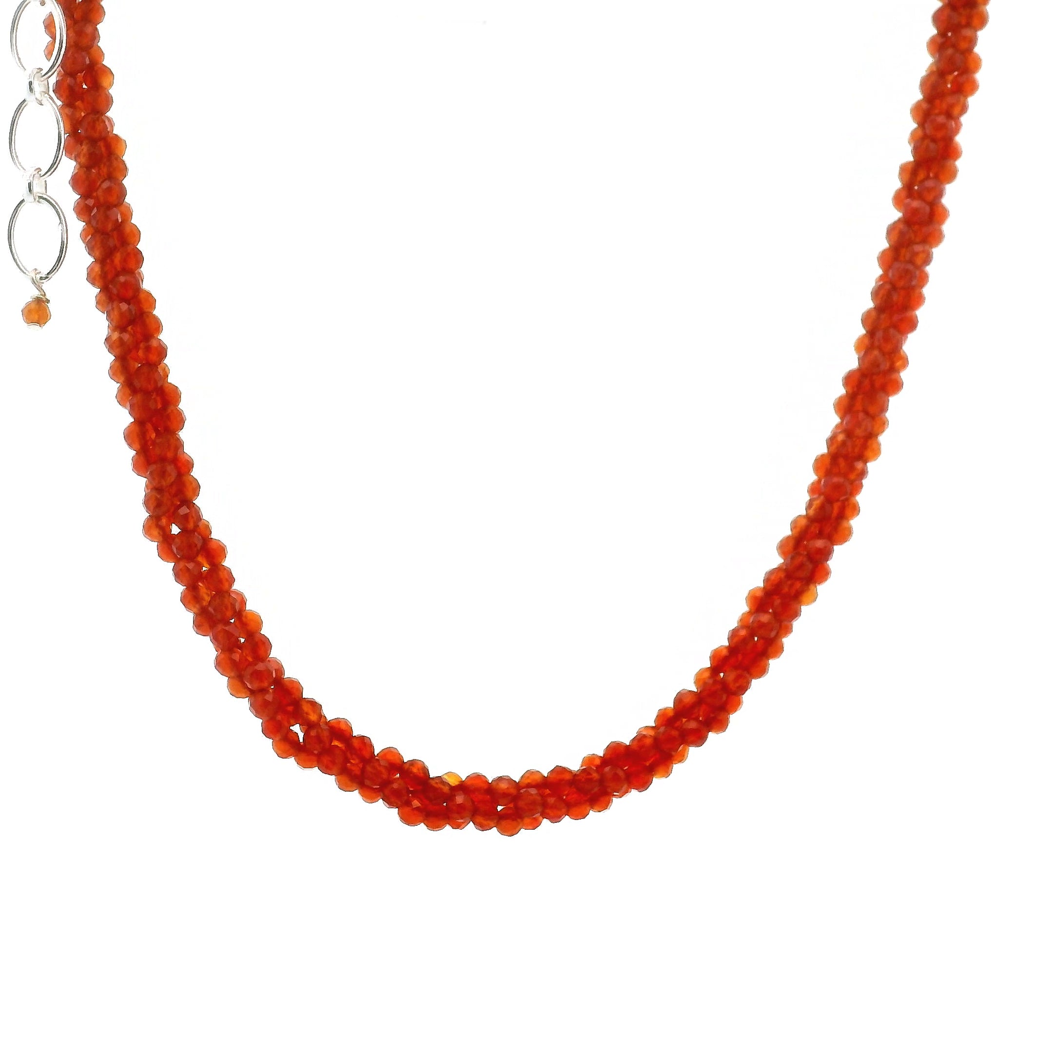 Fiery Carnelian Braided Micro Faceted Necklace for Compassion & Loyalty