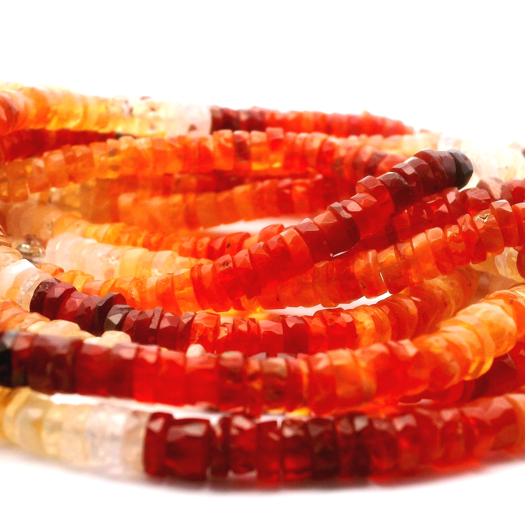 Fire Opal Heishi Necklace for Intimacy and Passion in Relationships