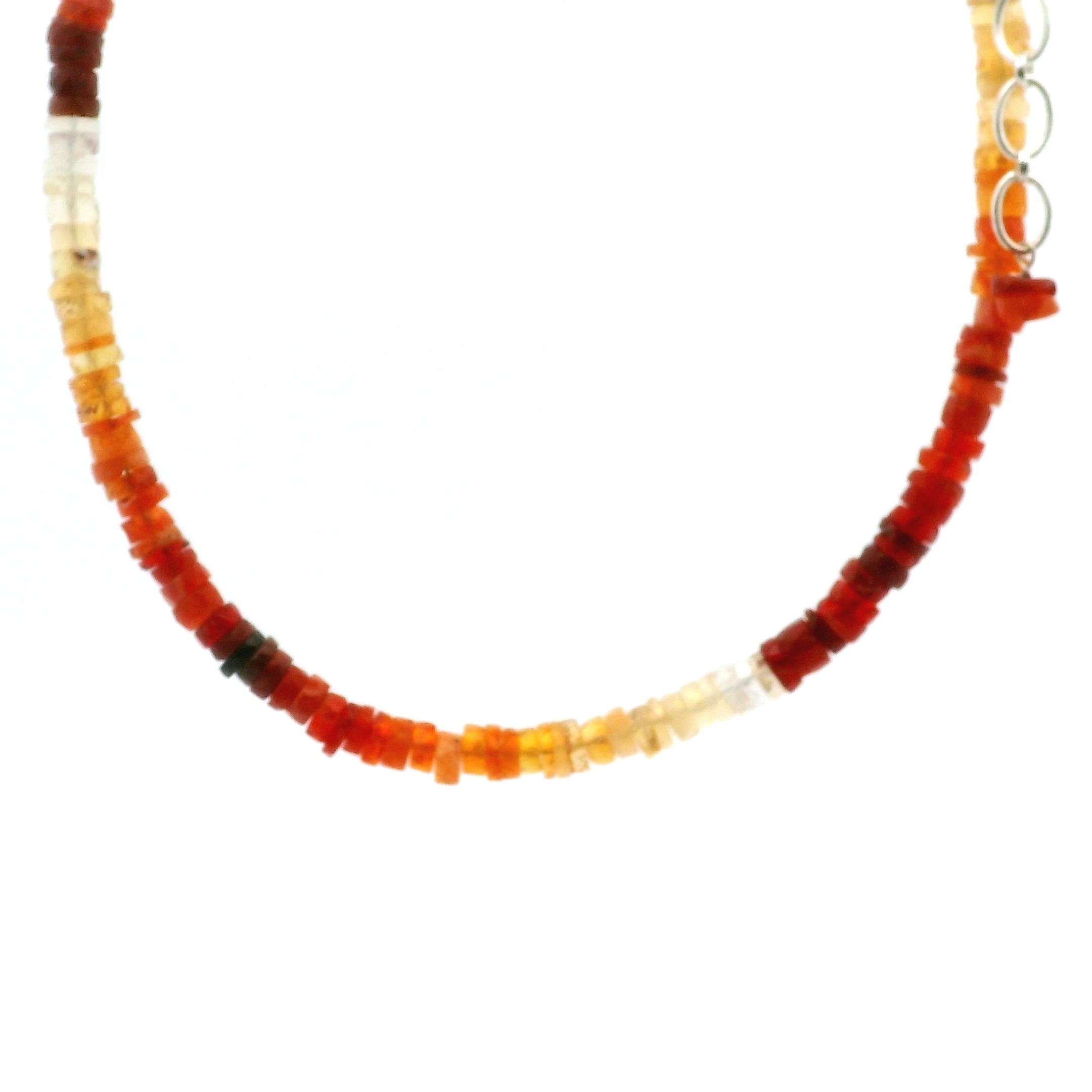 Fire Opal Heishi Necklace for Intimacy and Passion in Relationships
