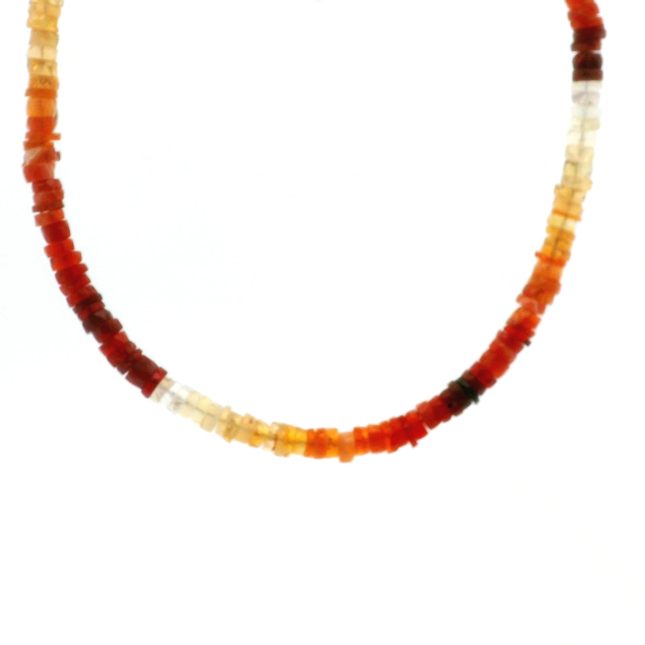 Fire Opal Heishi Necklace for Intimacy and Passion in Relationships
