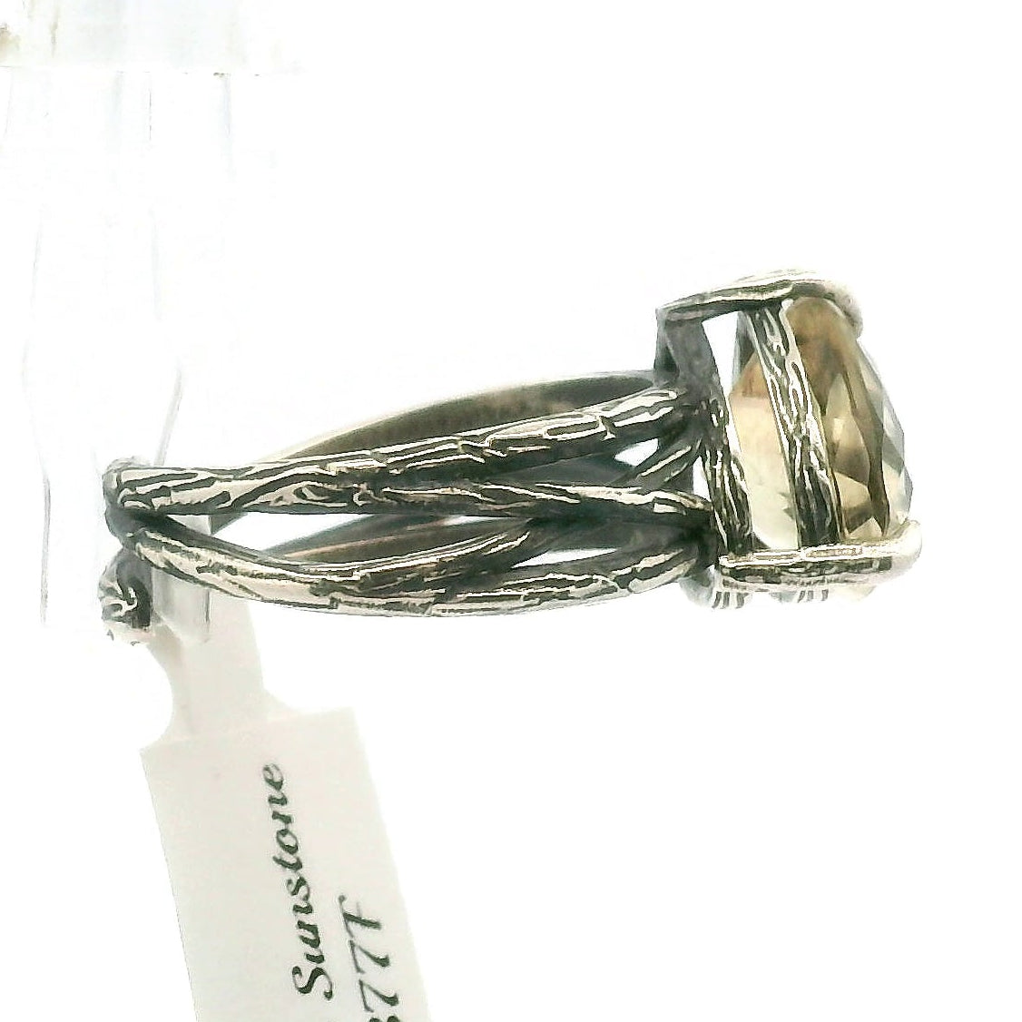 Oregon Sunstone Bad Witch Cuff Ring .925 Silver for Confidence and Strength