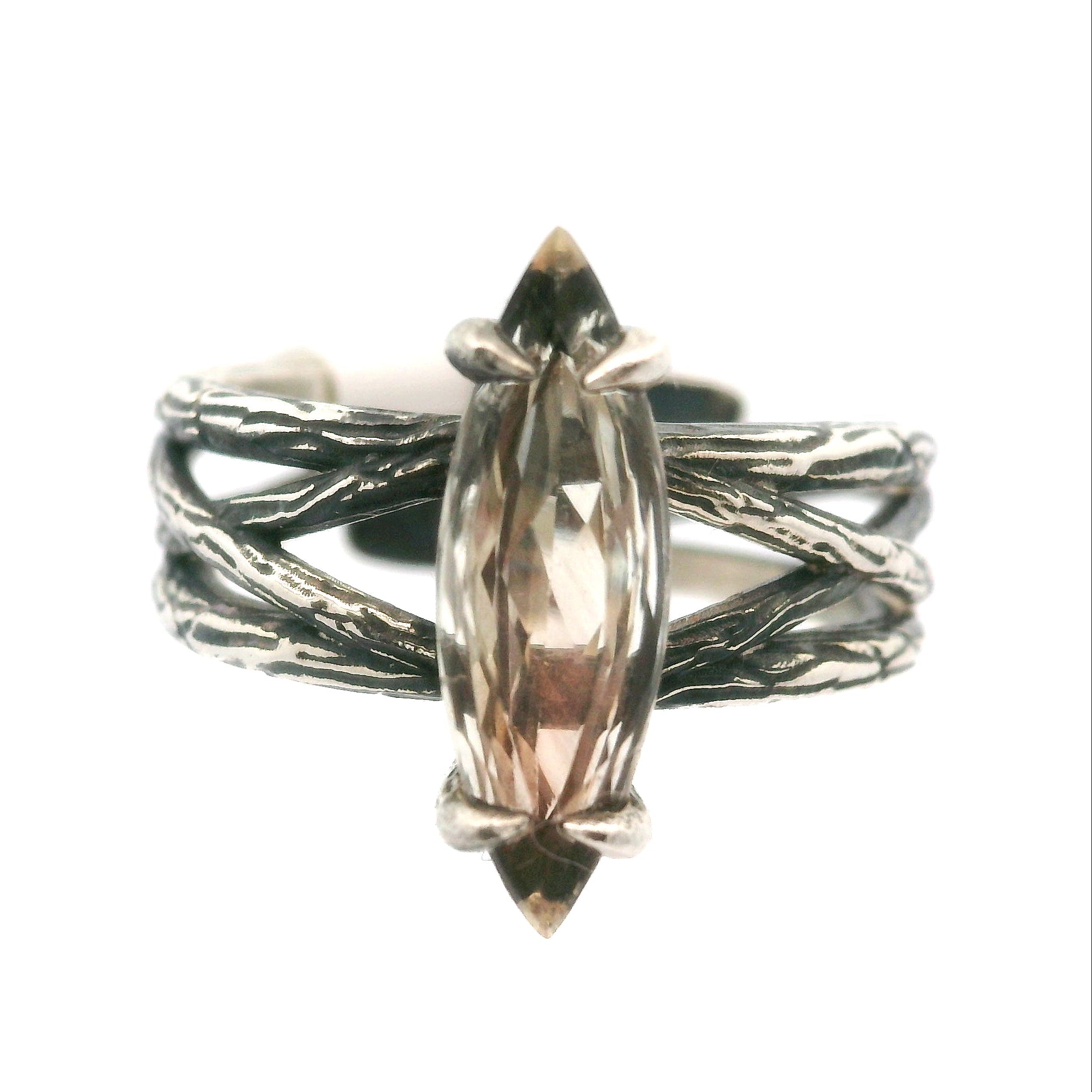 Oregon Sunstone Bad Witch Cuff Ring .925 Silver for Confidence and Strength