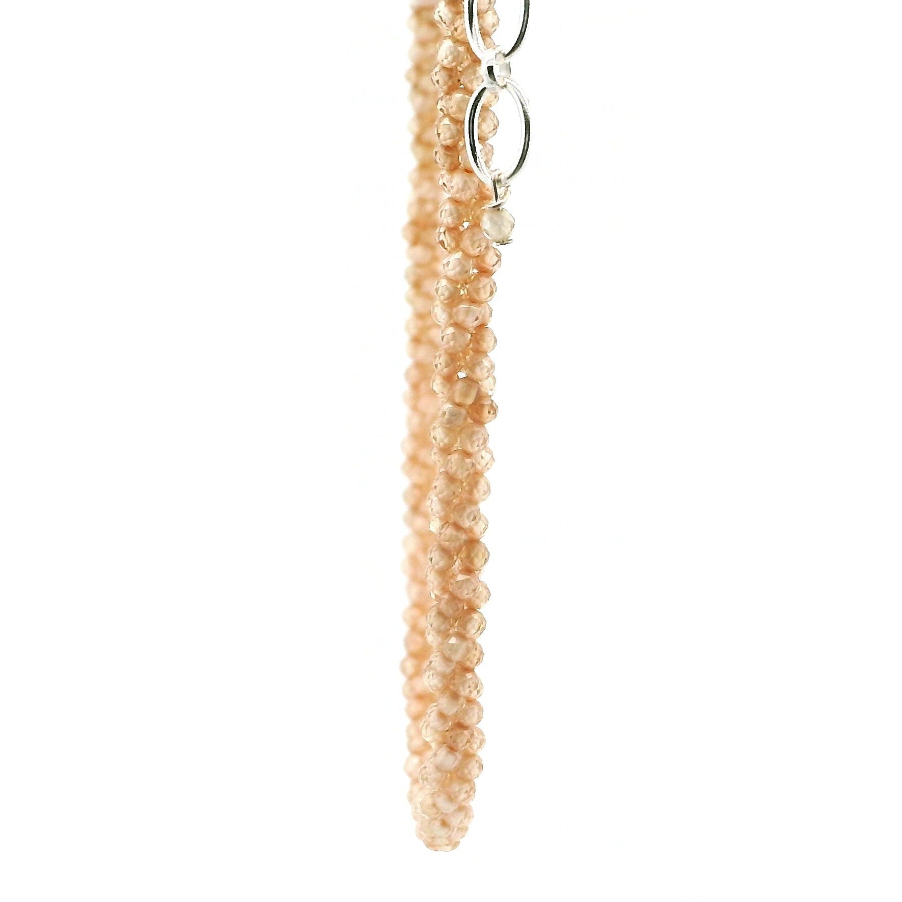 Peach Zircon Braided Micro Faceted Necklace 925 Silver for Organization and Transformation