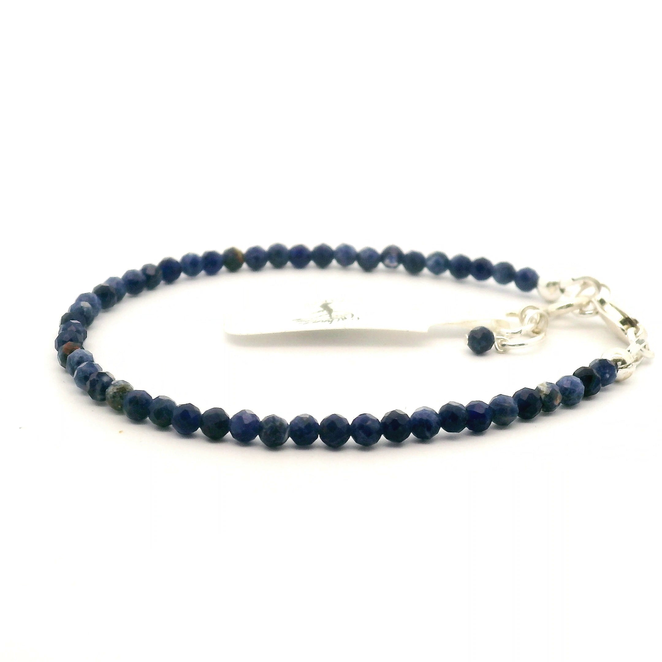Sodalite Micro Faceted Bracelet 925 Silver for Communication and Intuition