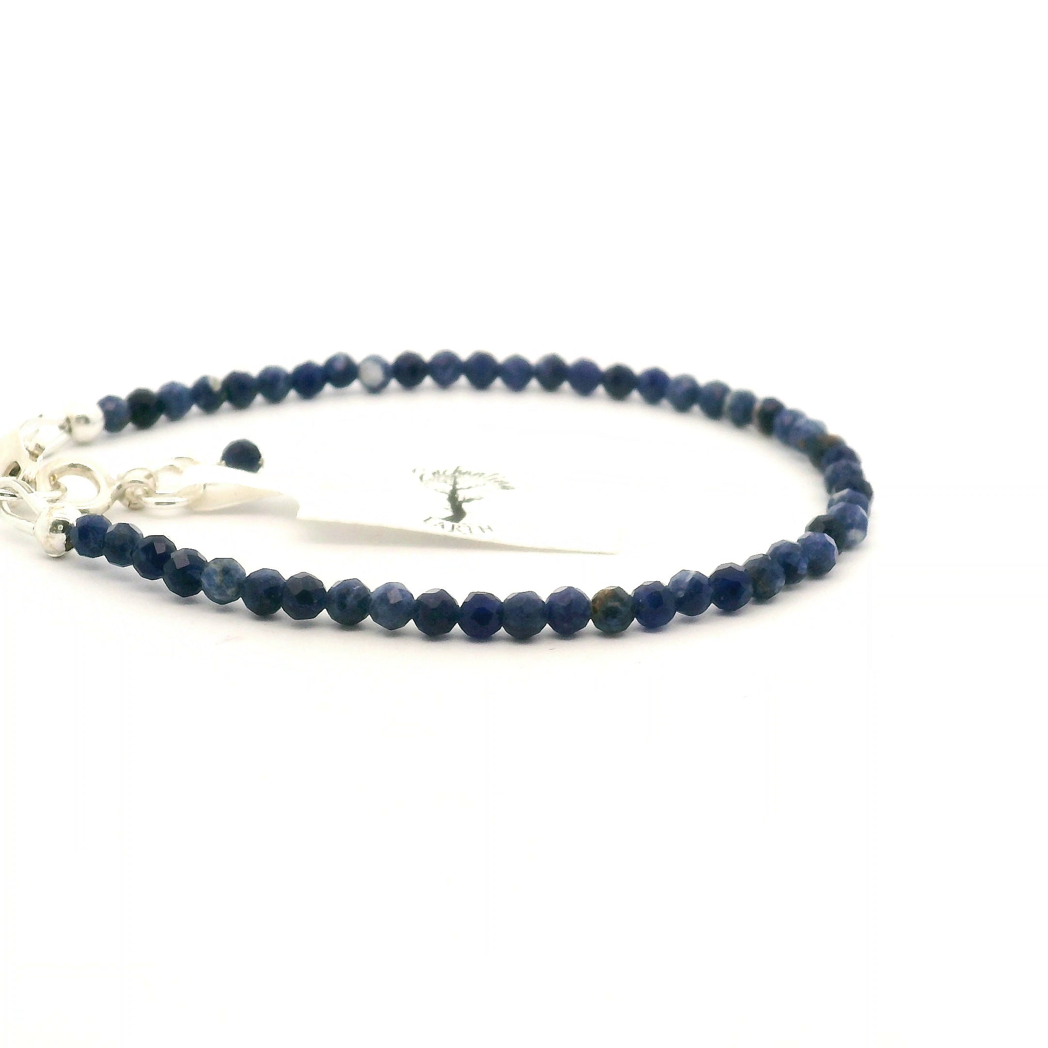 Sodalite Micro Faceted Bracelet 925 Silver for Communication and Intuition