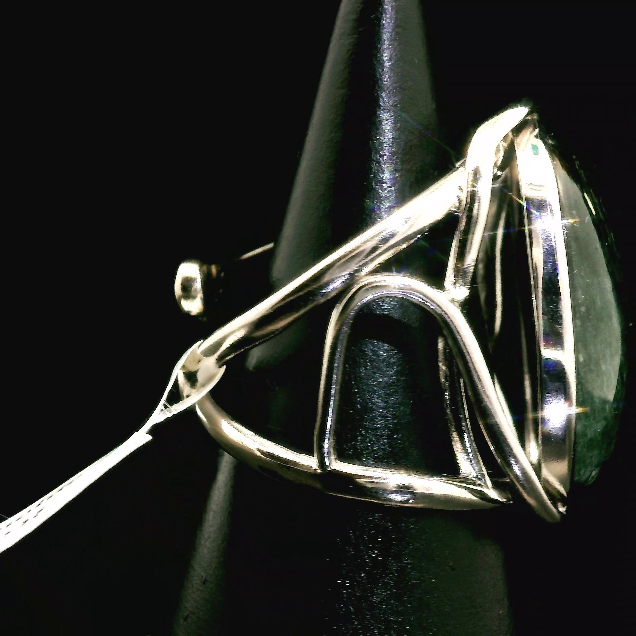 Actinolite Cuff Ring .925 Silver for Higher Levels of Awareness, Peaceful Communication and Clarity