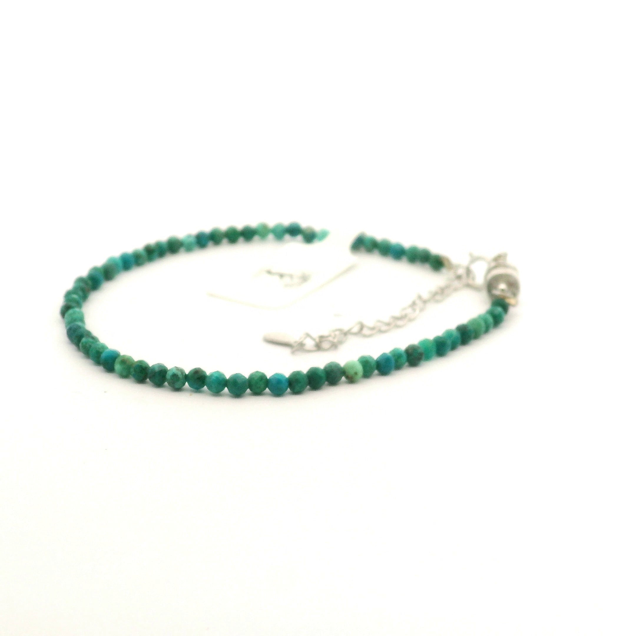 Shattuckite Micro Faceted Bracelet 925 Silver for Clear Communication and Spiritual Growth