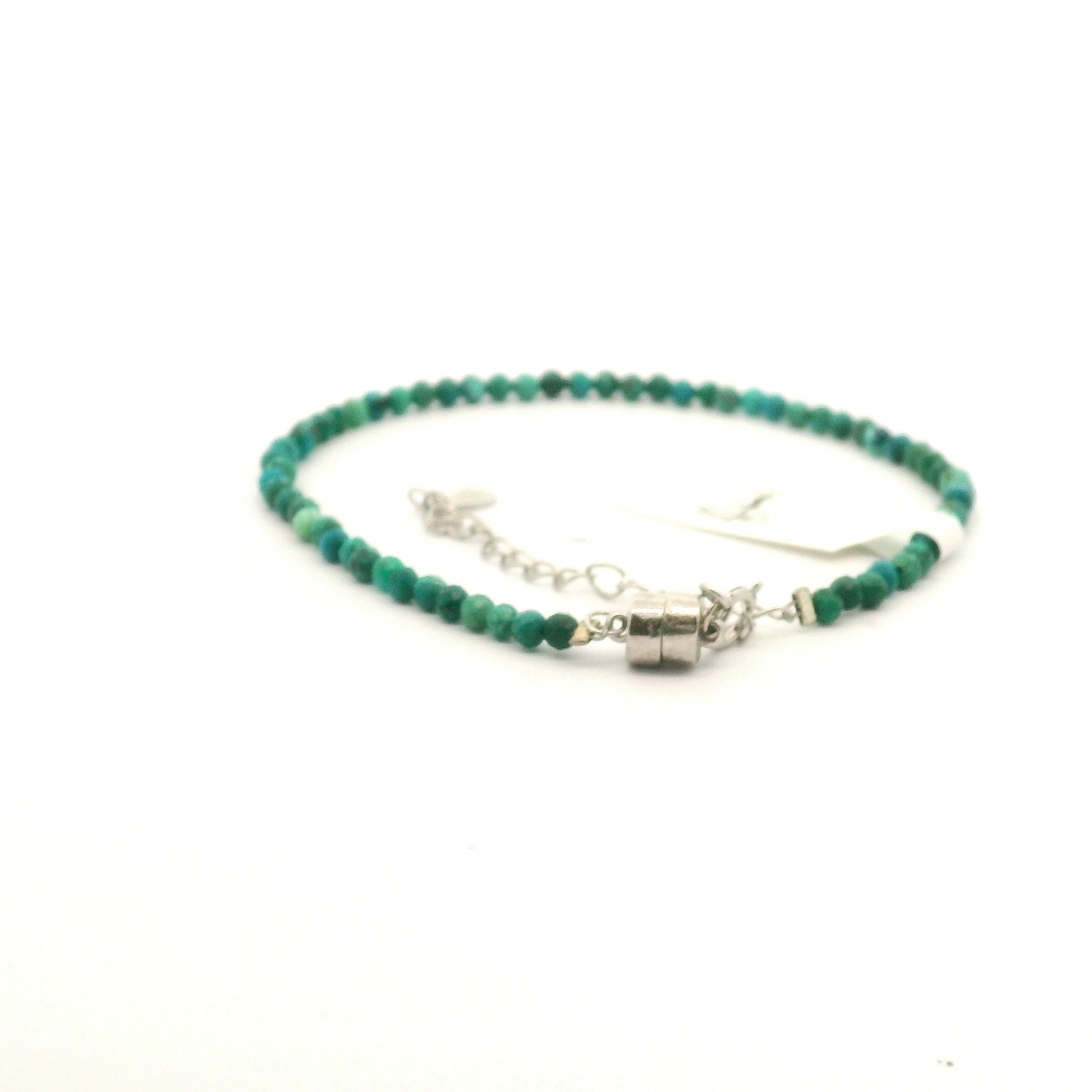 Shattuckite Micro Faceted Bracelet 925 Silver for Clear Communication and Spiritual Growth