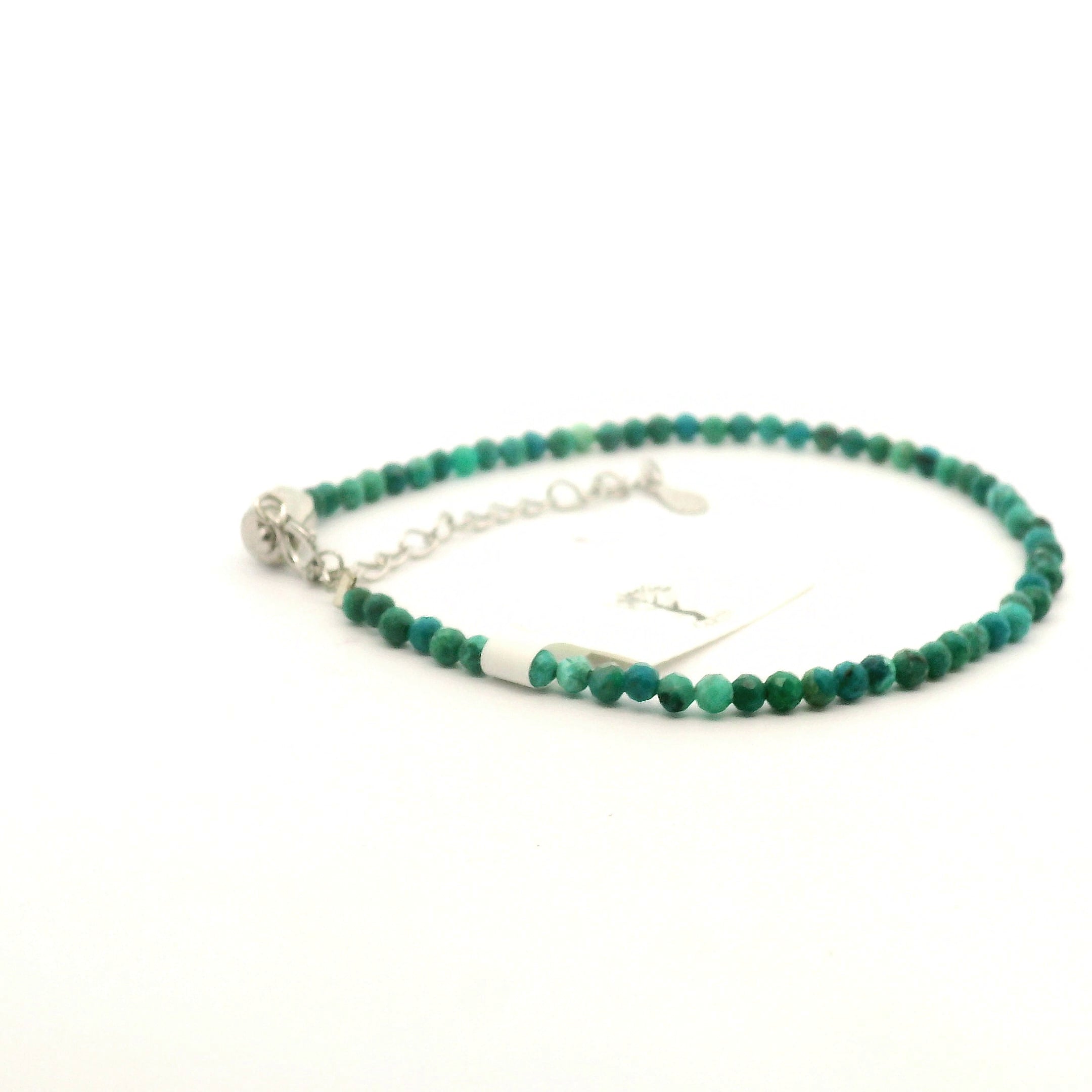 Shattuckite Micro Faceted Bracelet 925 Silver for Clear Communication and Spiritual Growth