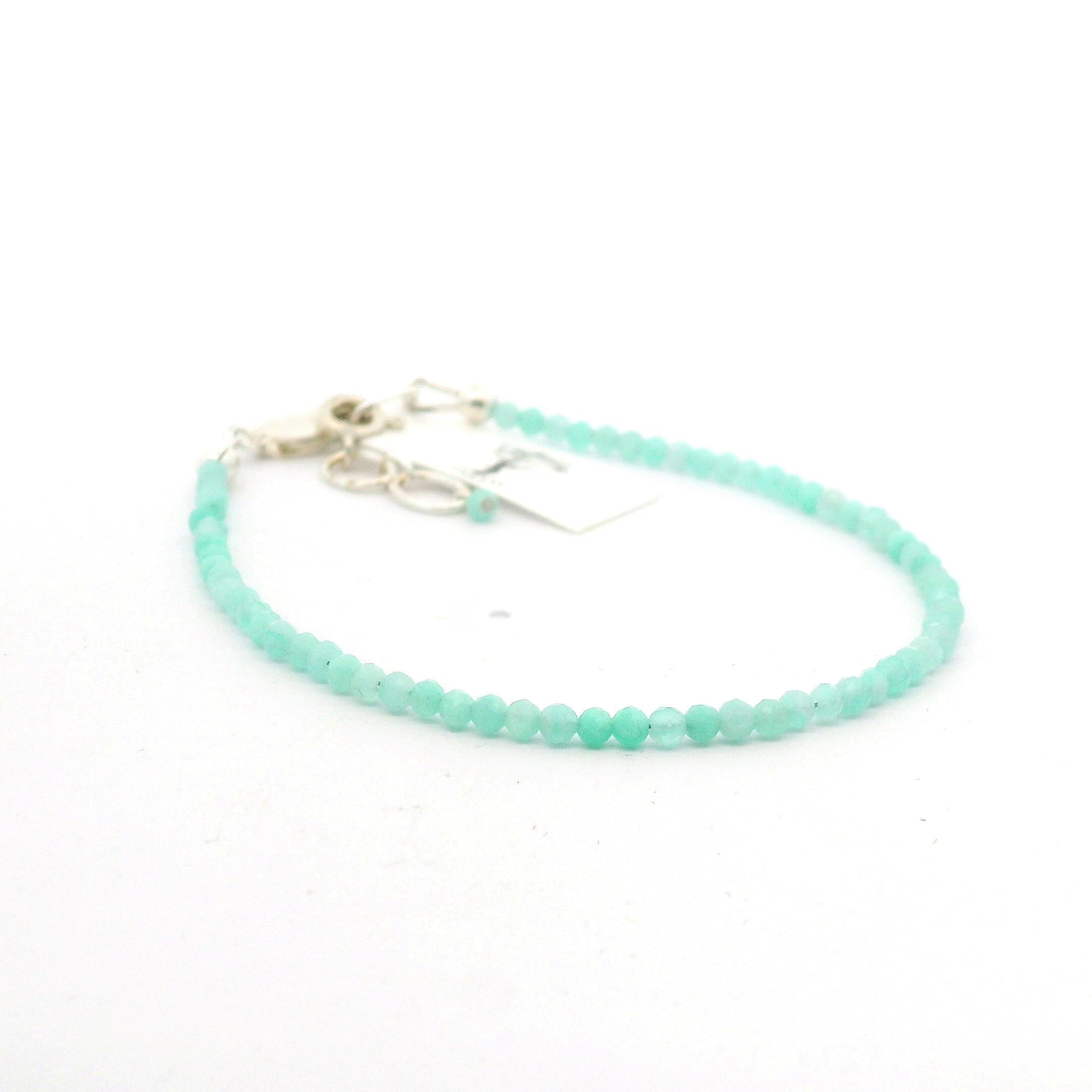 Amazonite Faceted Bracelet 925 Silver for Truth and Courage