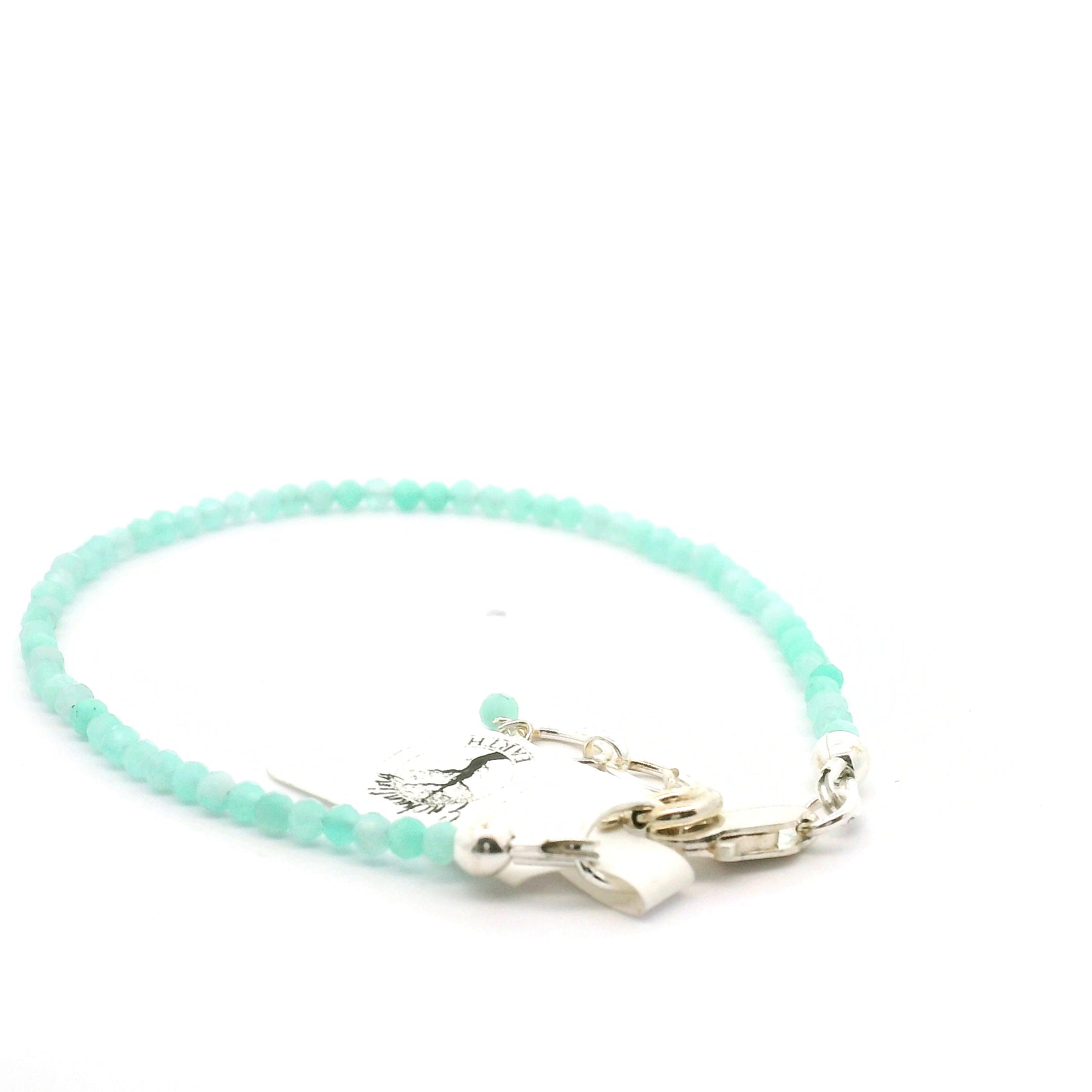 Amazonite Faceted Bracelet 925 Silver for Truth and Courage