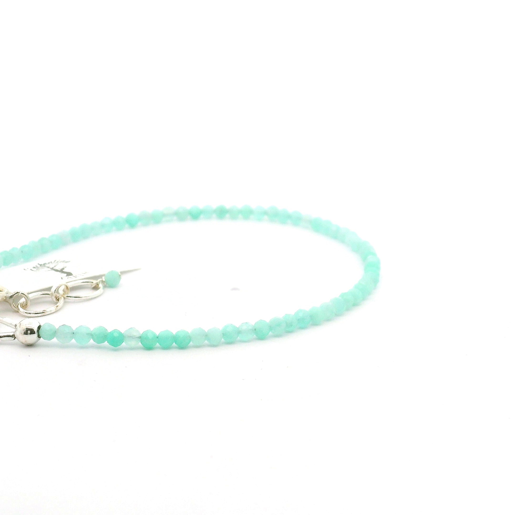 Amazonite Faceted Bracelet 925 Silver for Truth and Courage