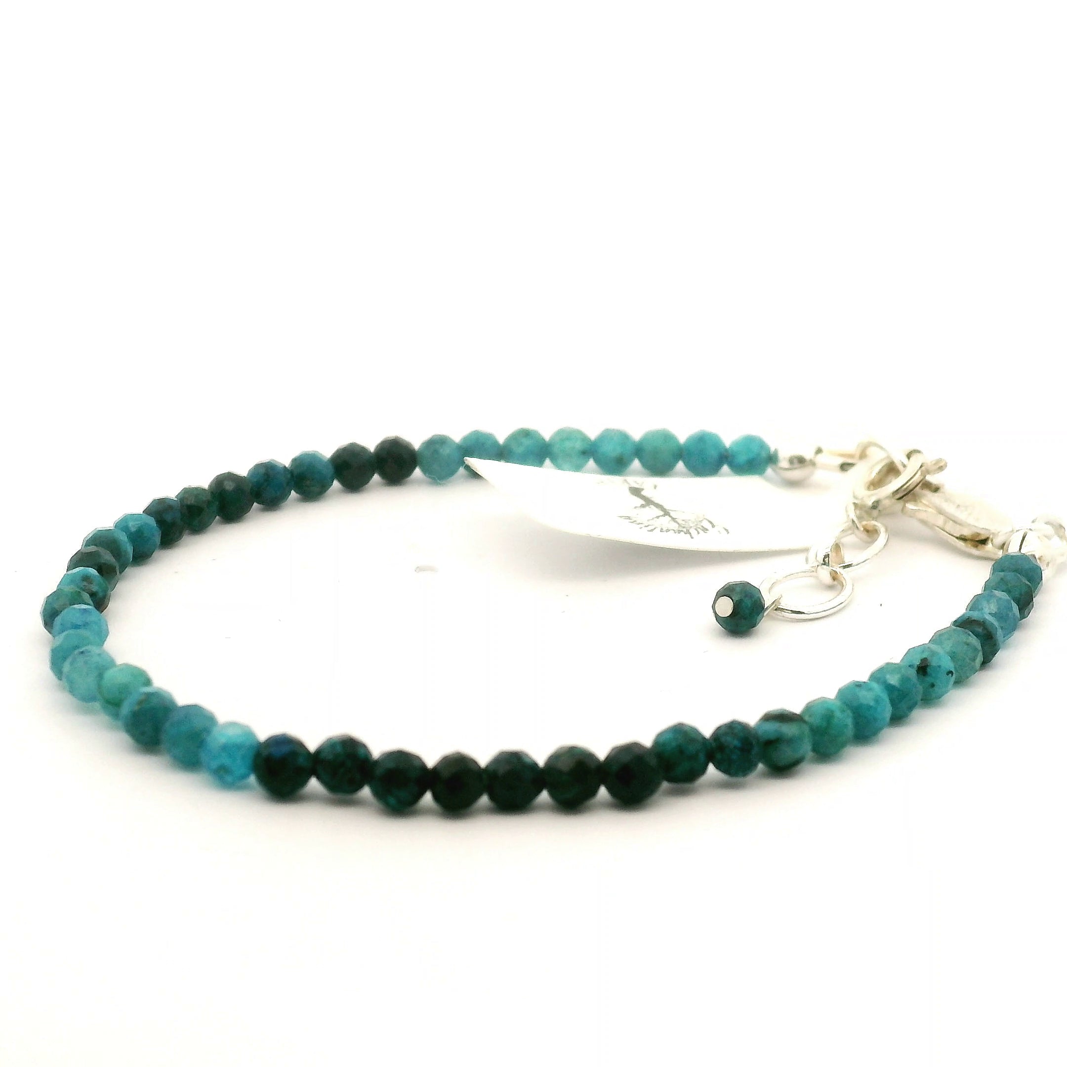 Chrysocolla Faceted Bracelet 925 Silver for Clear and Conscious Communication