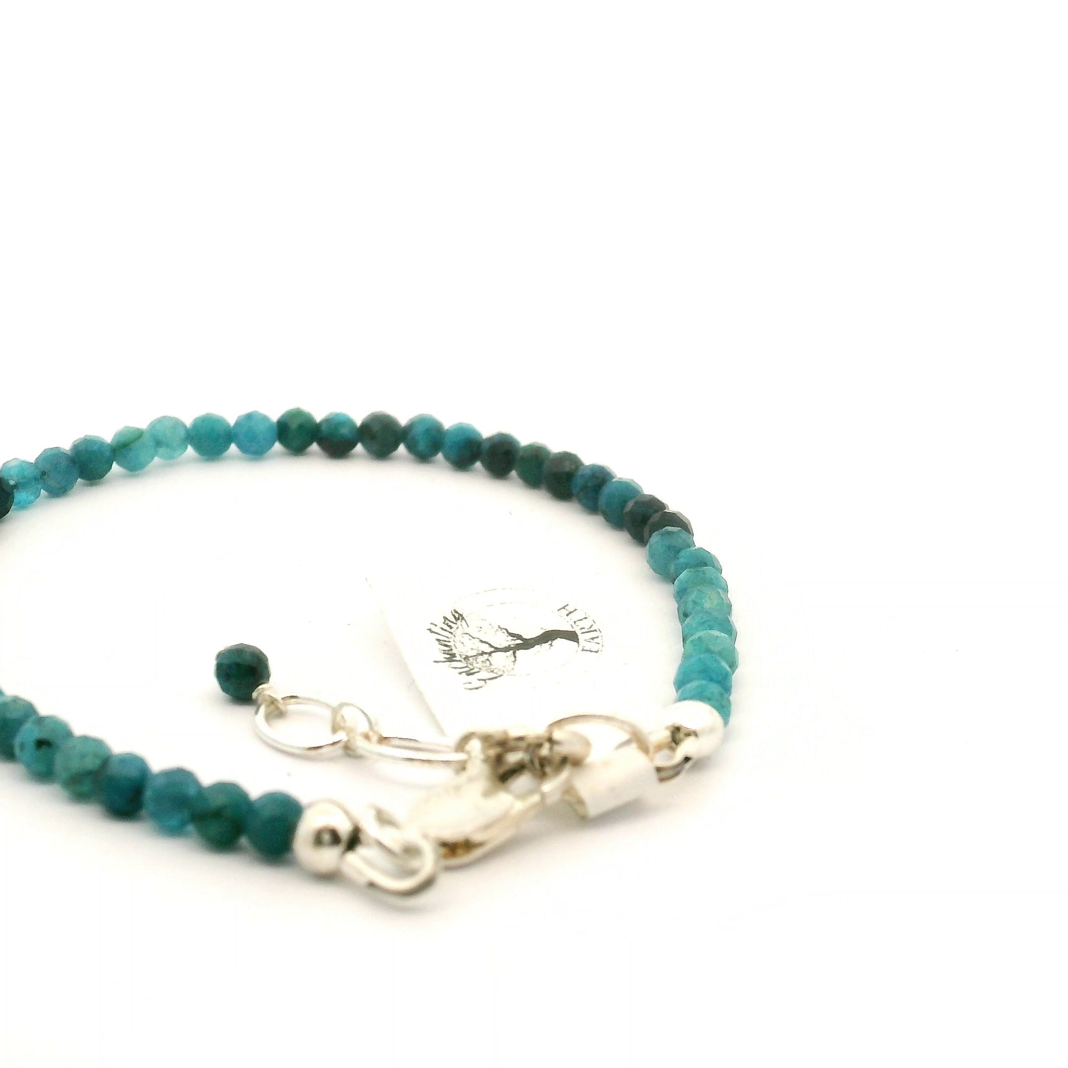 Chrysocolla Faceted Bracelet 925 Silver for Clear and Conscious Communication