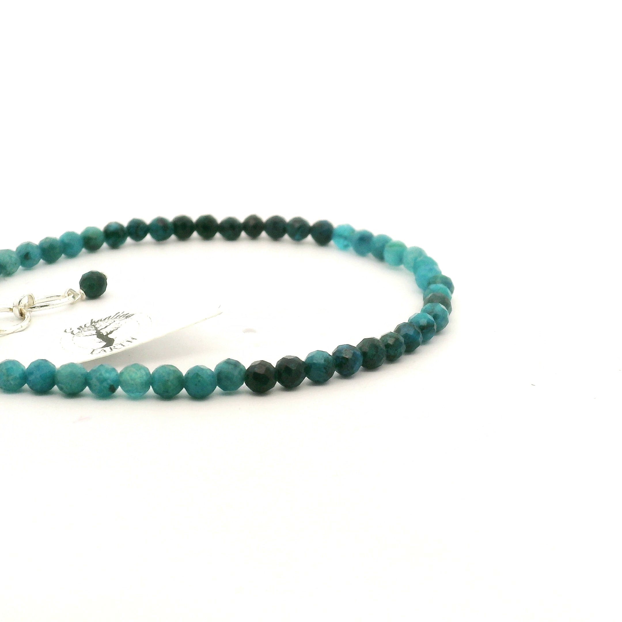 Chrysocolla Faceted Bracelet 925 Silver for Clear and Conscious Communication