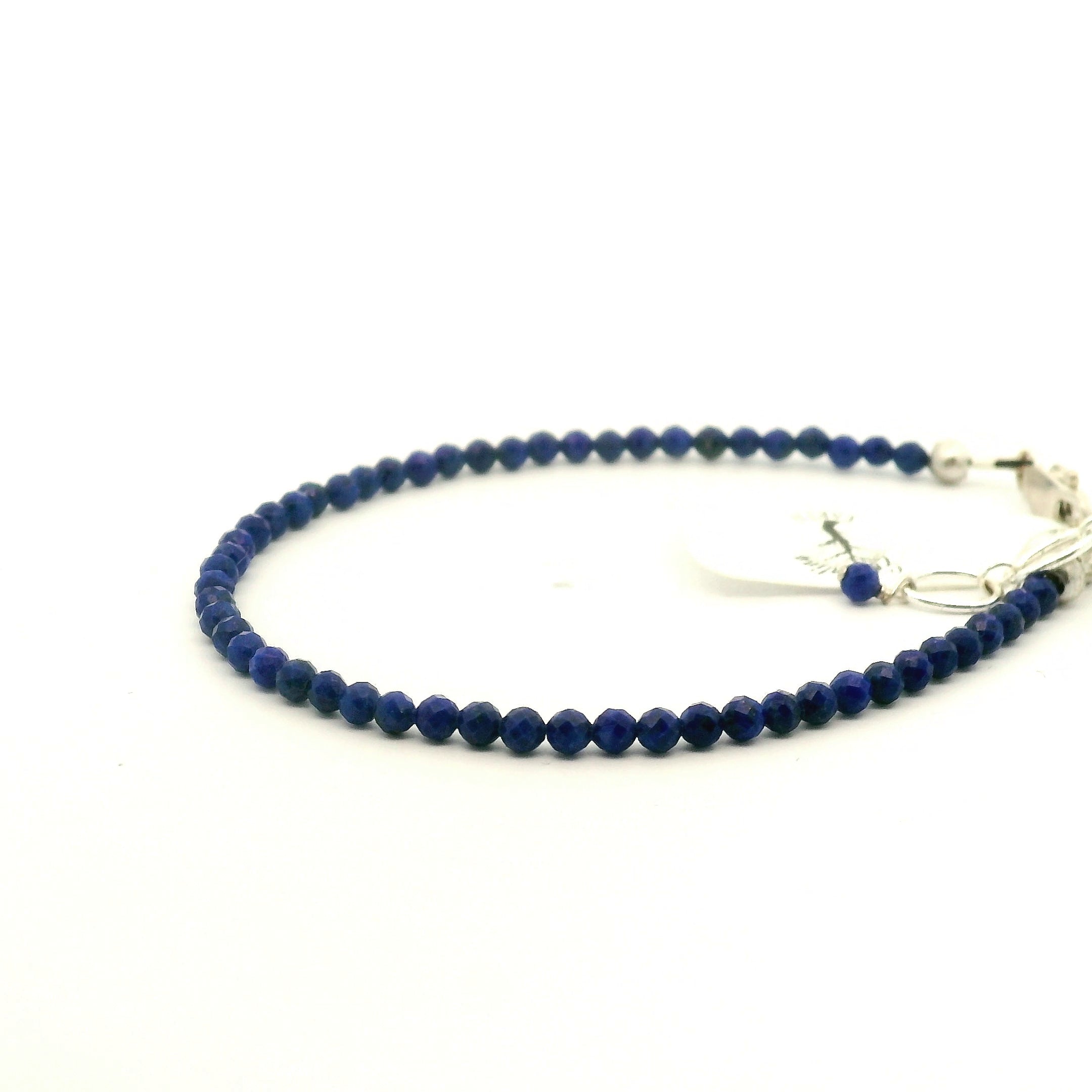 Lapis Lazuli Faceted Bracelet 925 Silver for Harmony and Self-Awareness