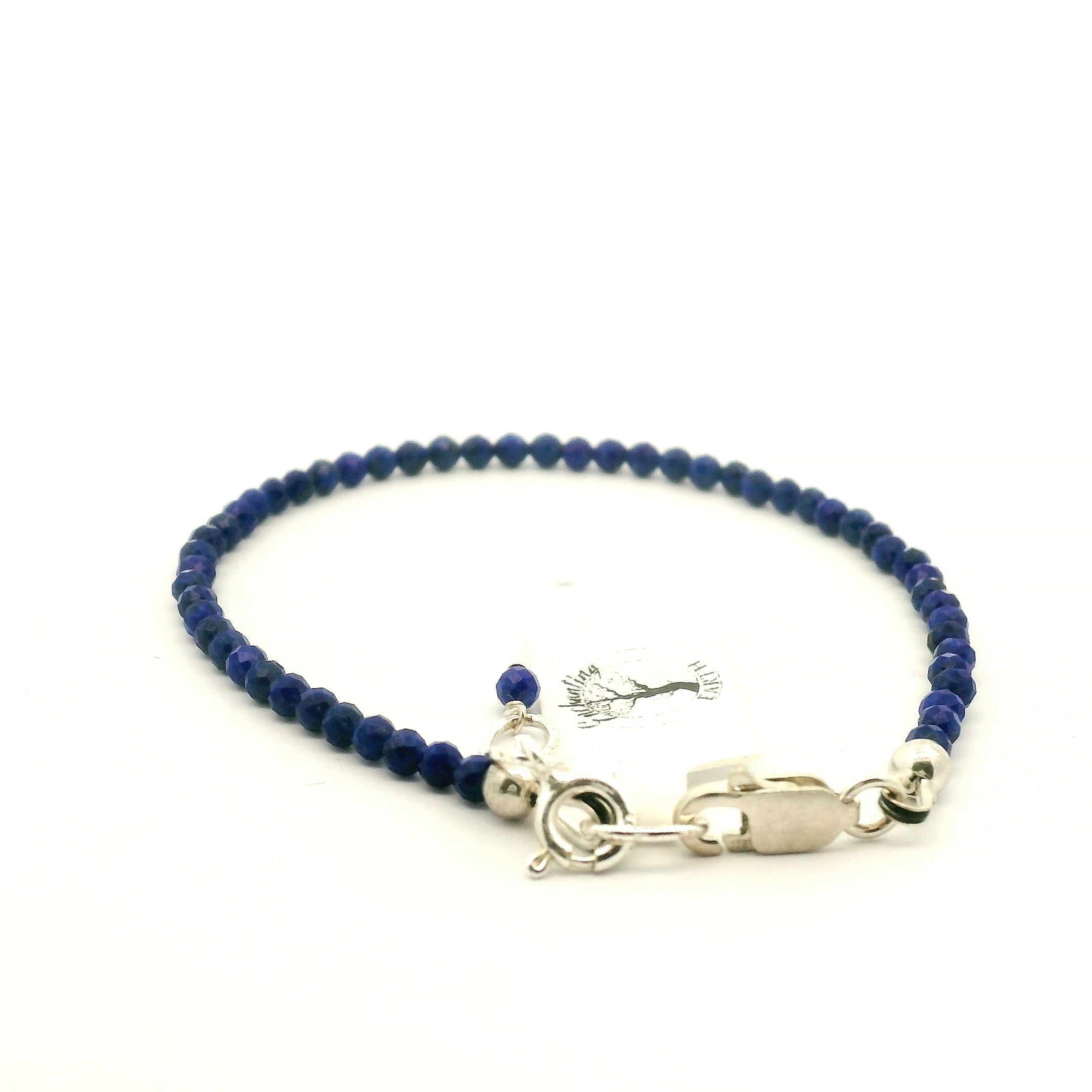 Lapis Lazuli Faceted Bracelet 925 Silver for Harmony and Self-Awareness