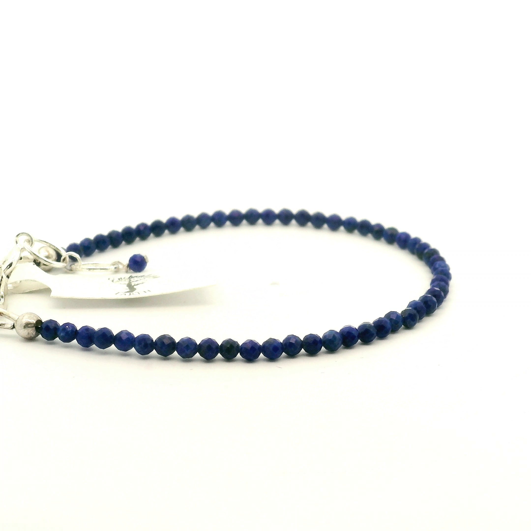 Lapis Lazuli Faceted Bracelet 925 Silver for Harmony and Self-Awareness