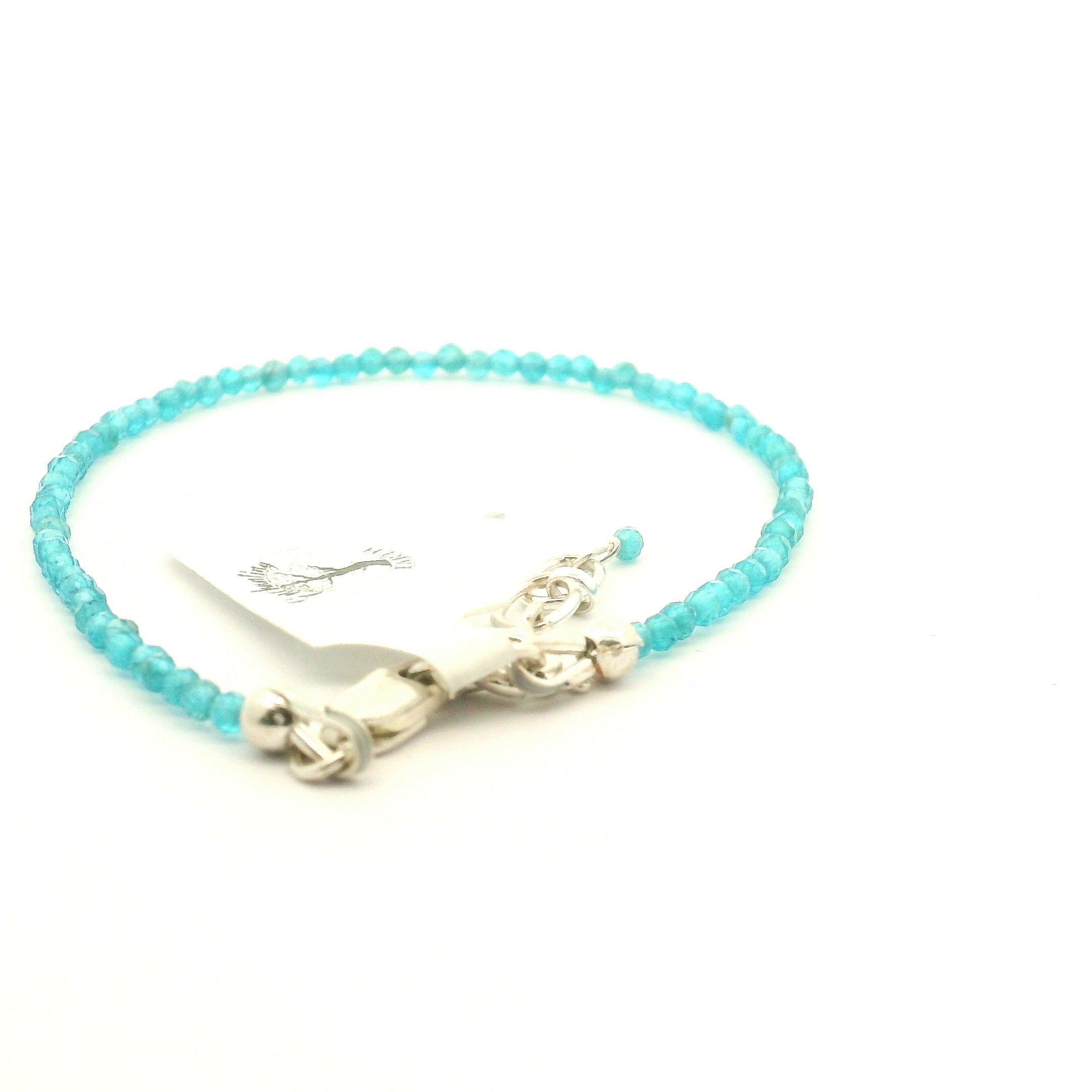 Blue Apatite Faceted Bracelet 925 Silver for Psychic Abilities and Higher Knowledge