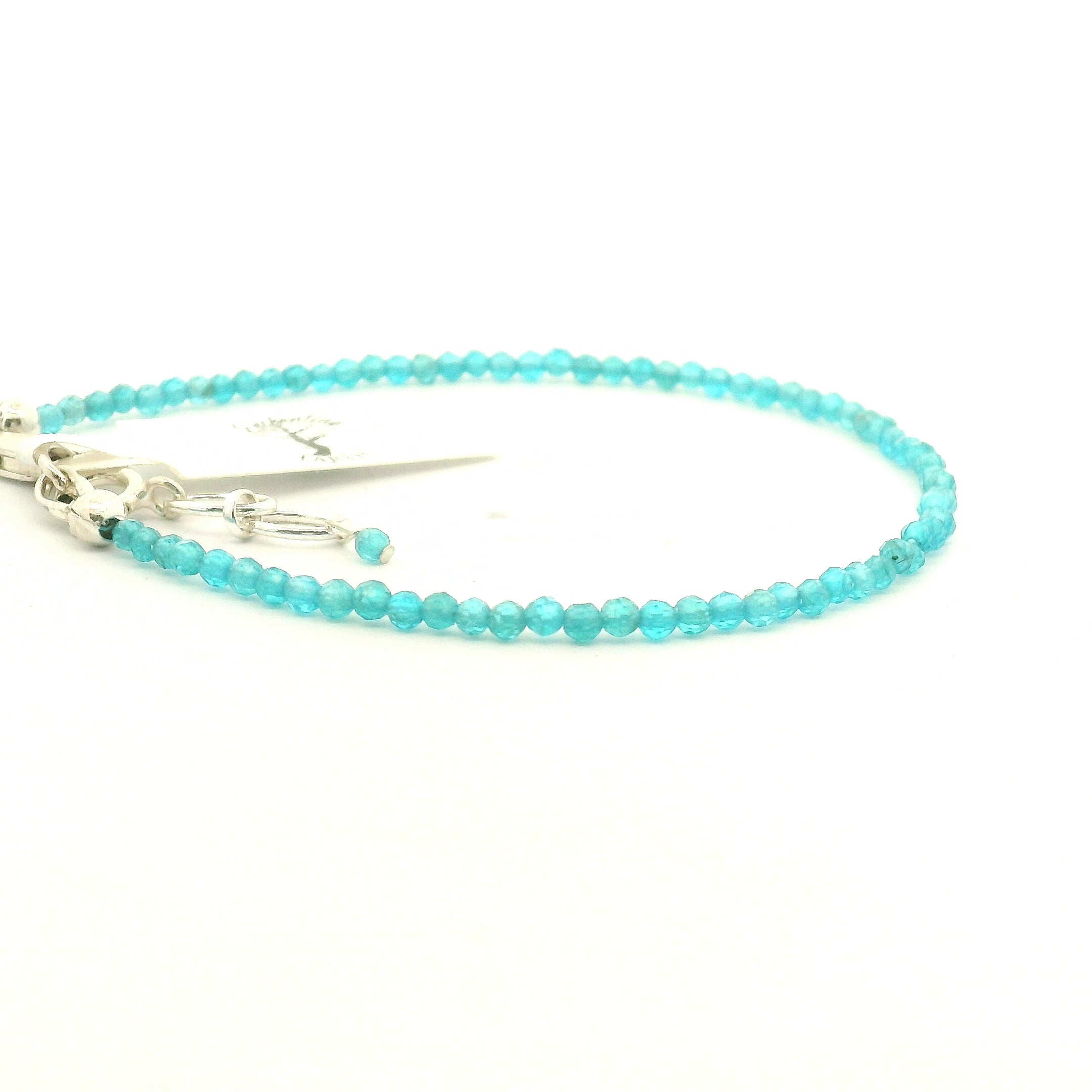 Blue Apatite Faceted Bracelet 925 Silver for Psychic Abilities and Higher Knowledge