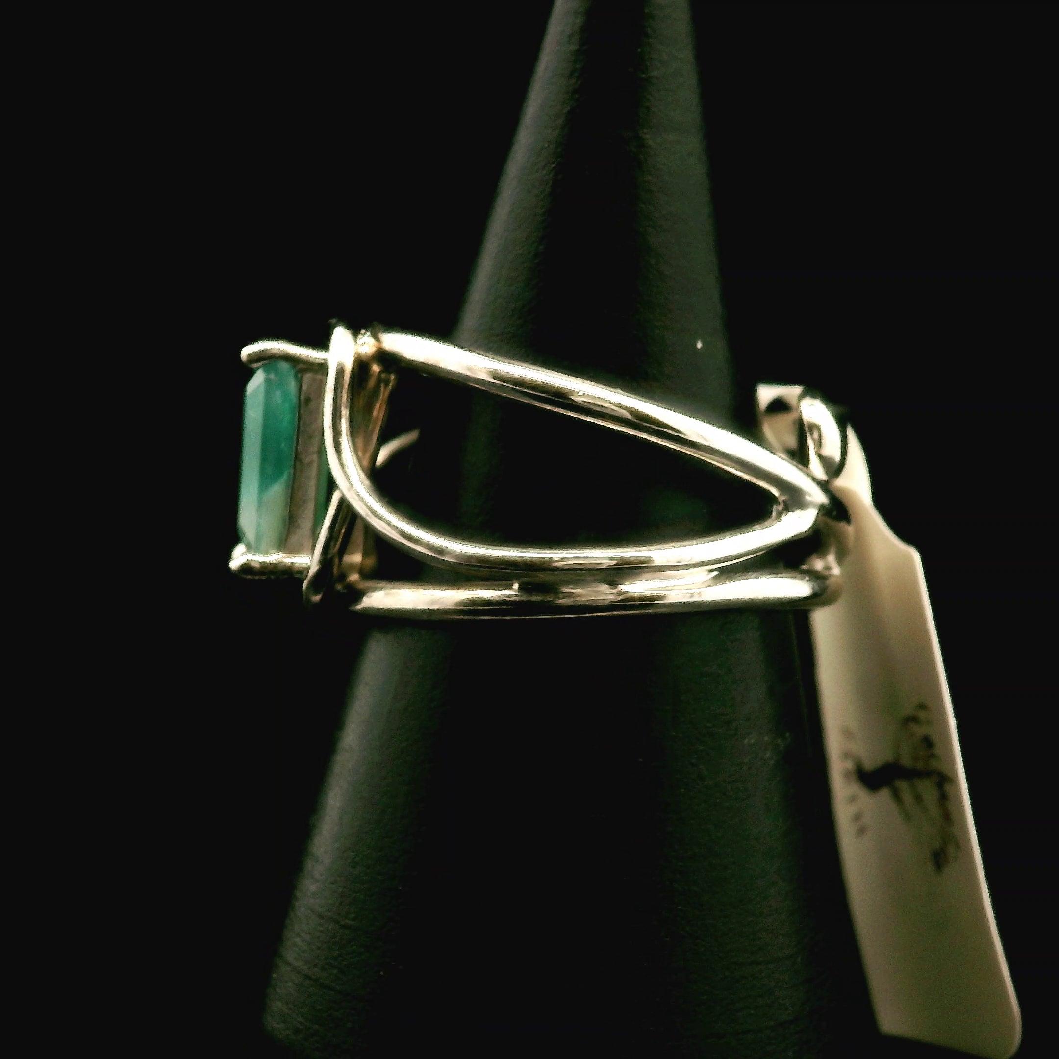 Grandidierite Faceted Cuff Ring .925 Silver for Enhancing Intuitive Communication