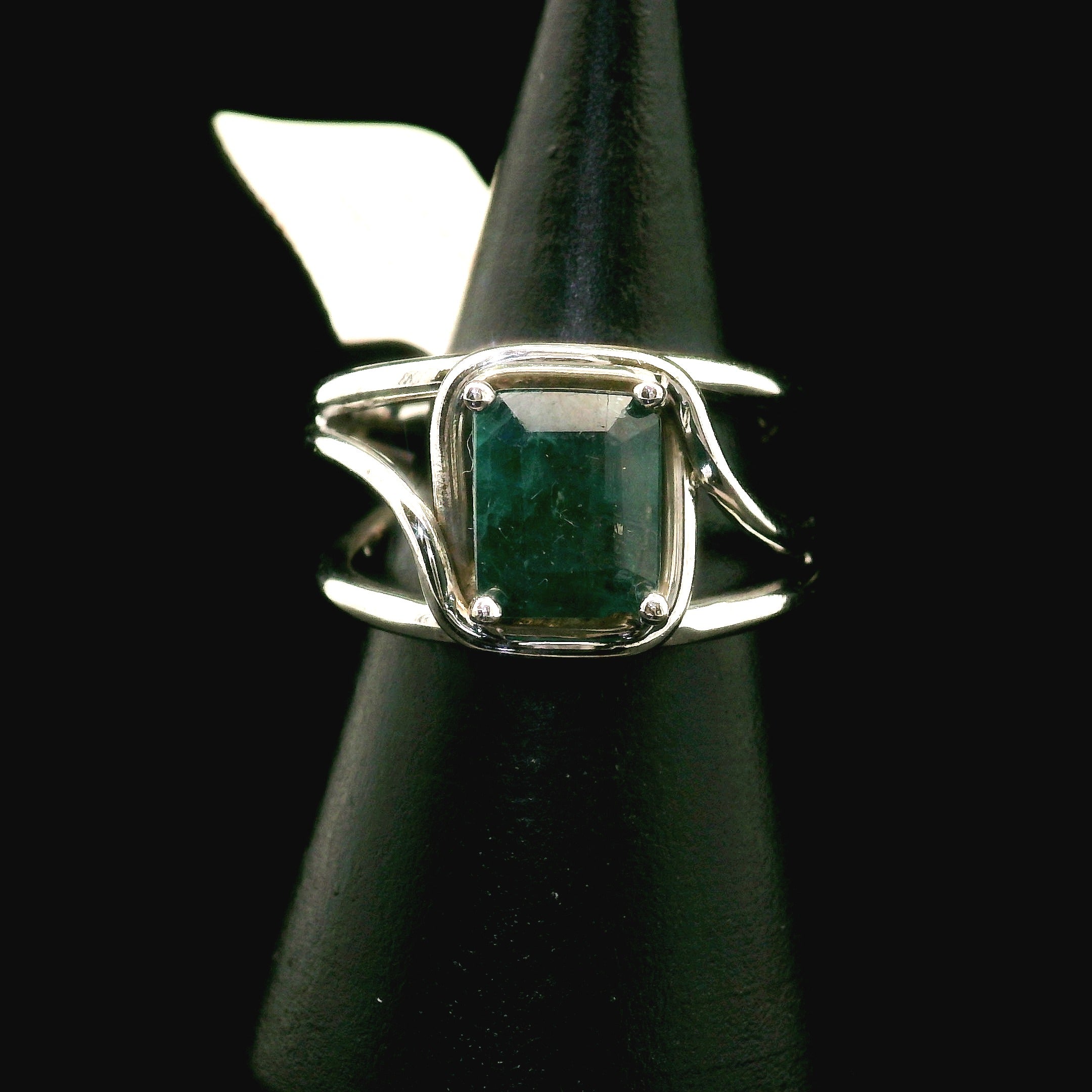 Grandidierite Faceted Cuff Ring .925 Silver for Enhancing Intuitive Communication