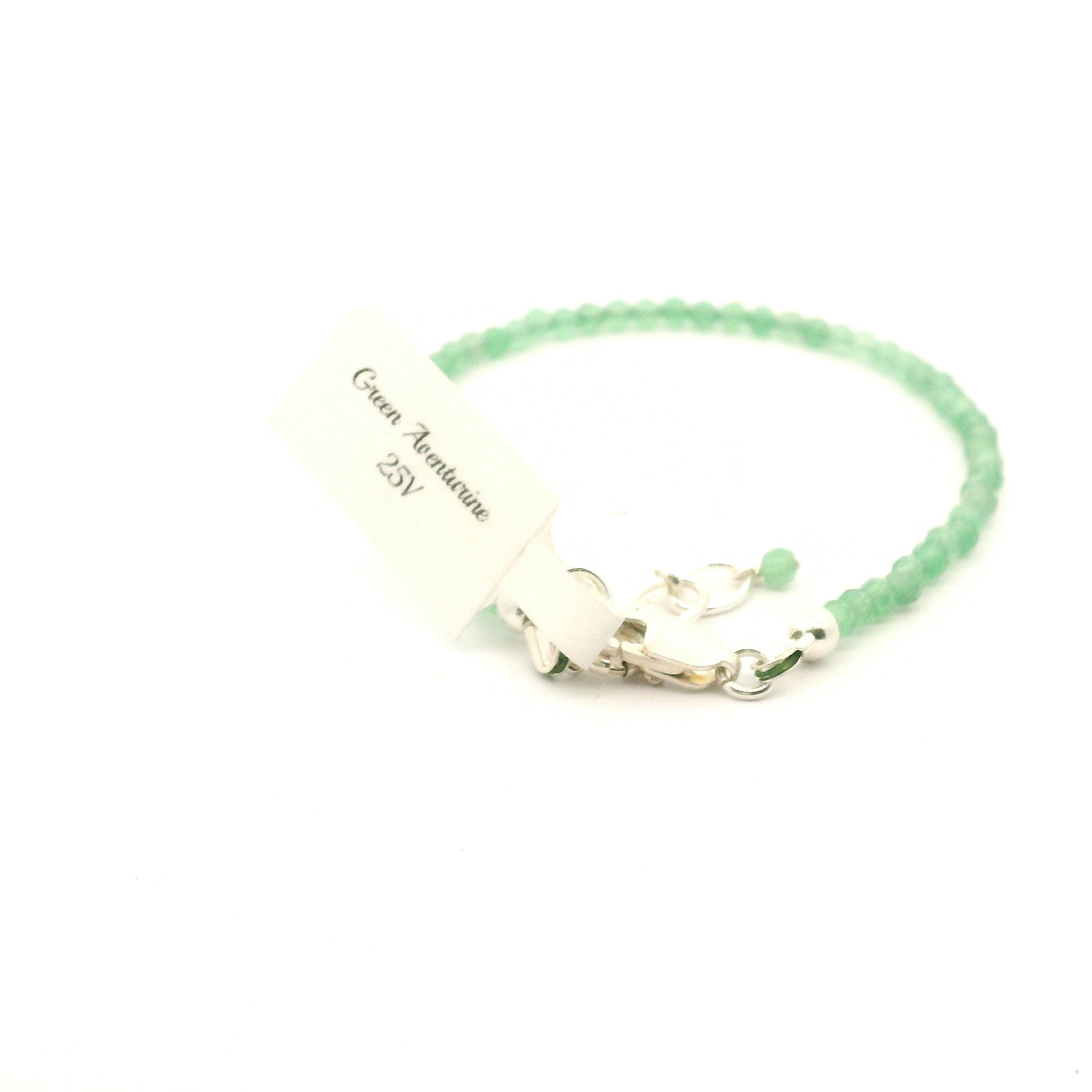 Green Aventurine Micro Faceted Bracelet 925 Silver for Hope and Optimism