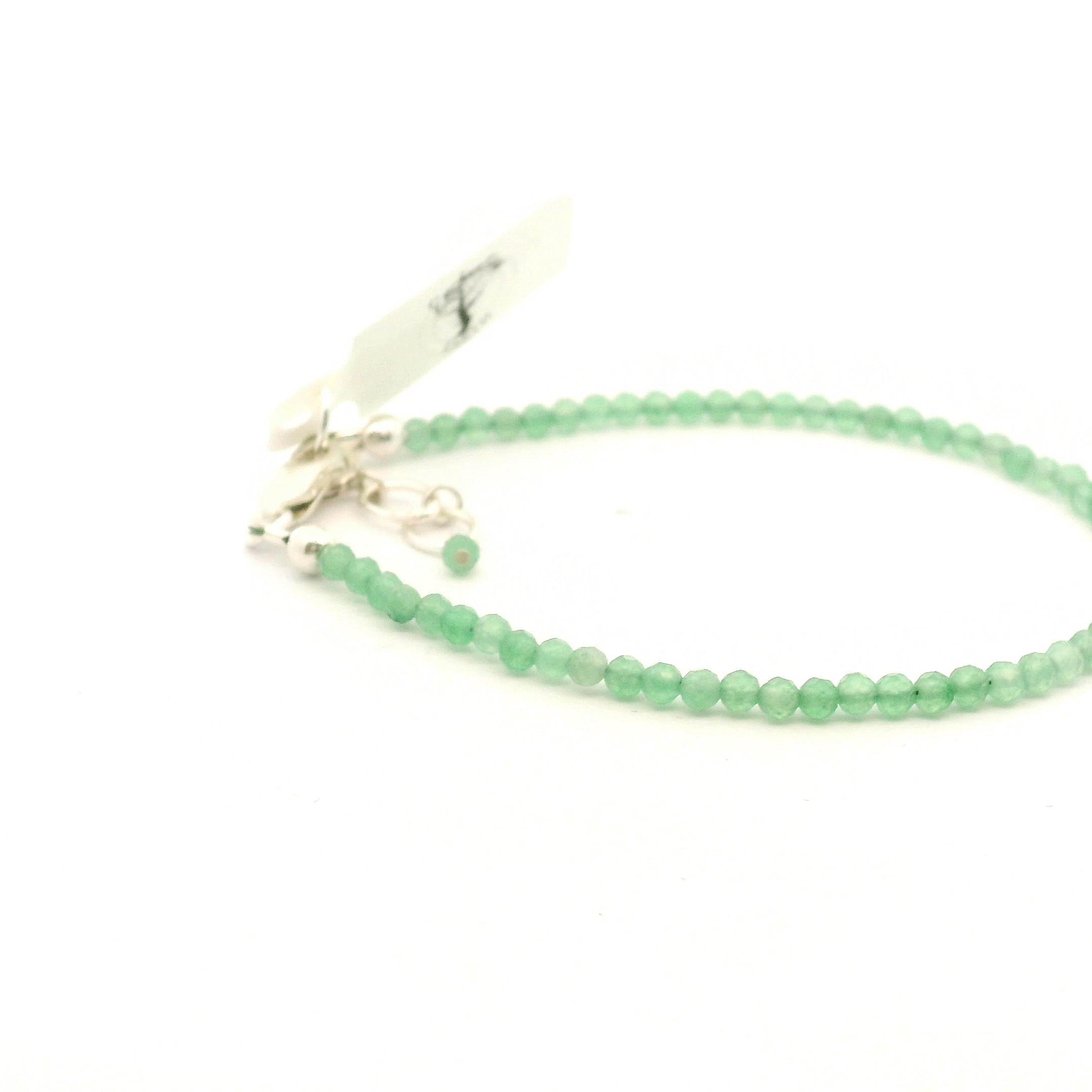 Green Aventurine Micro Faceted Bracelet 925 Silver for Hope and Optimism