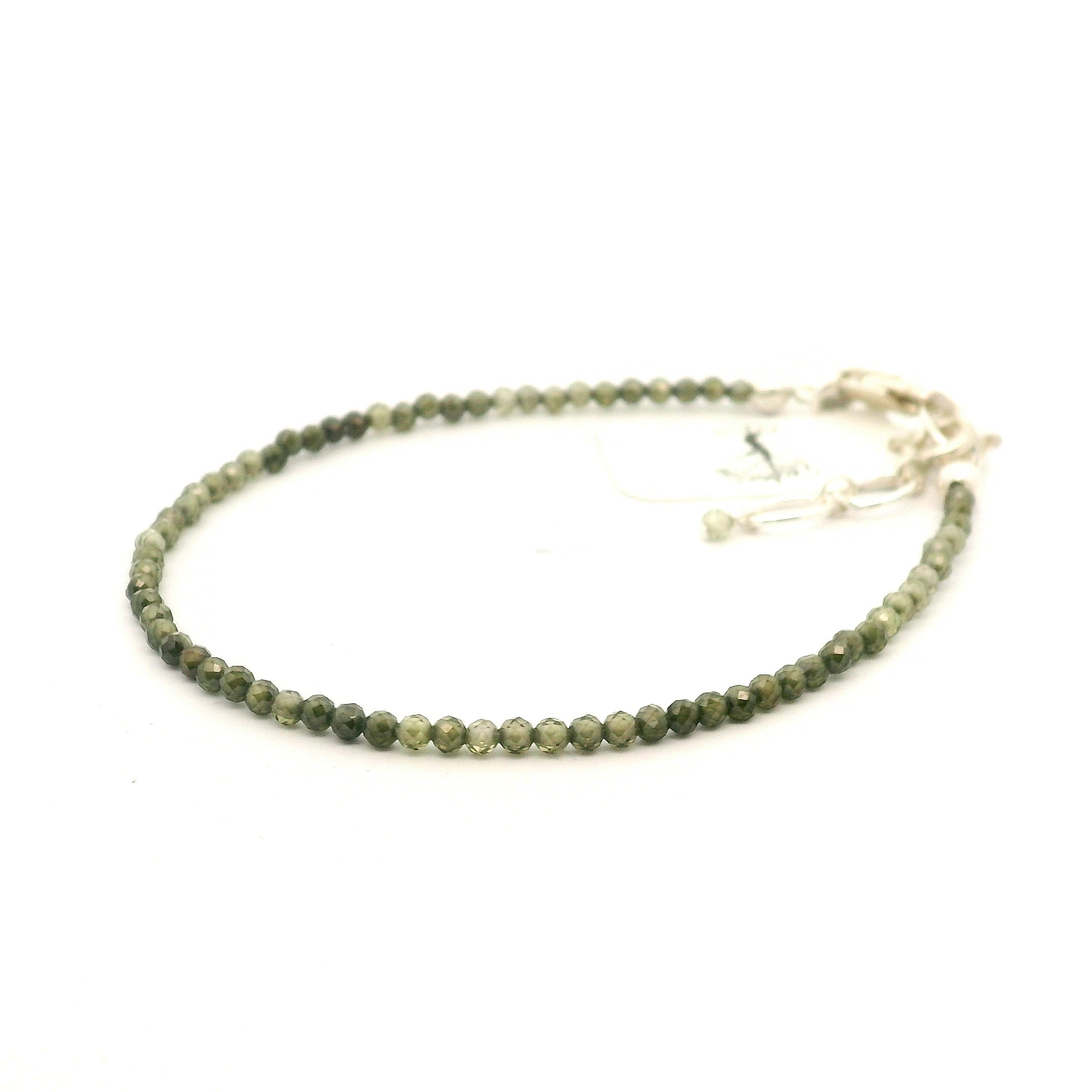 Green Zircon Micro Faceted Bracelet 925 Silver for Organization and Transformation