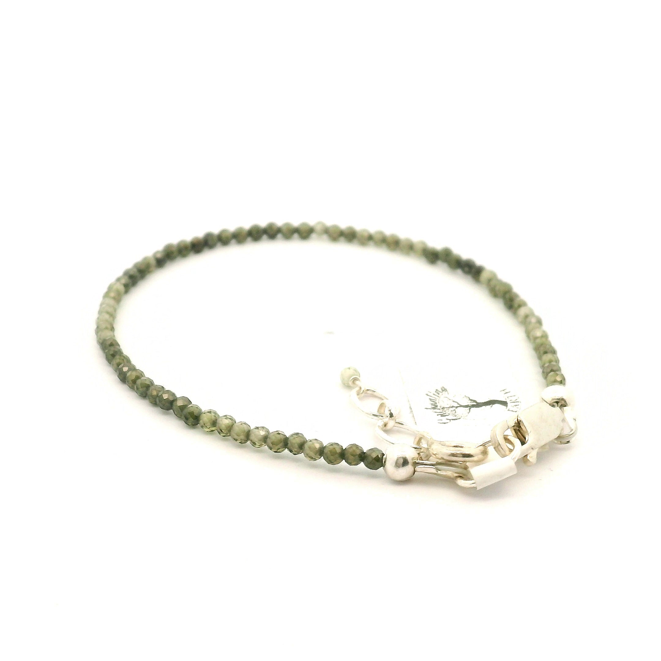 Green Zircon Micro Faceted Bracelet 925 Silver for Organization and Transformation