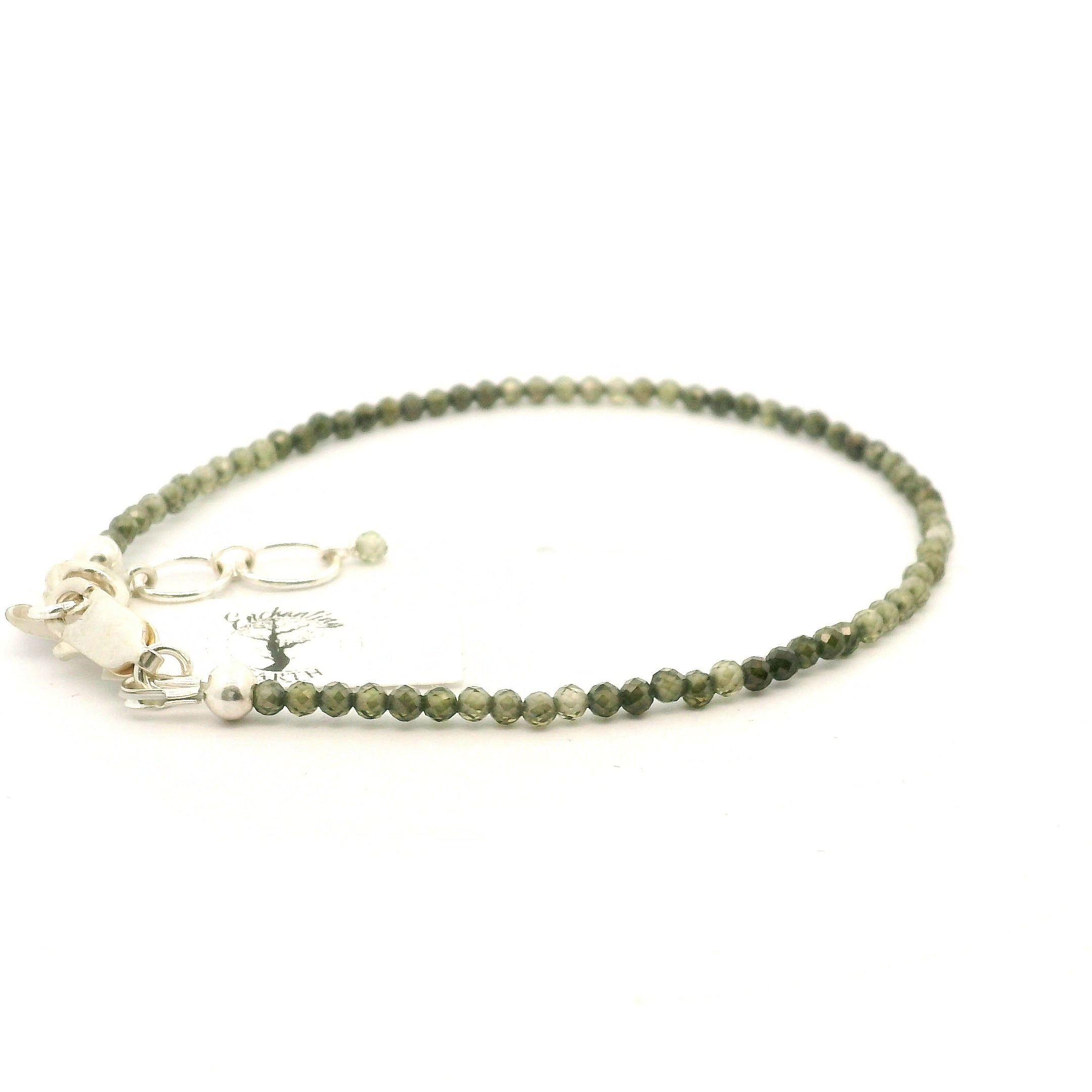 Green Zircon Micro Faceted Bracelet 925 Silver for Organization and Transformation