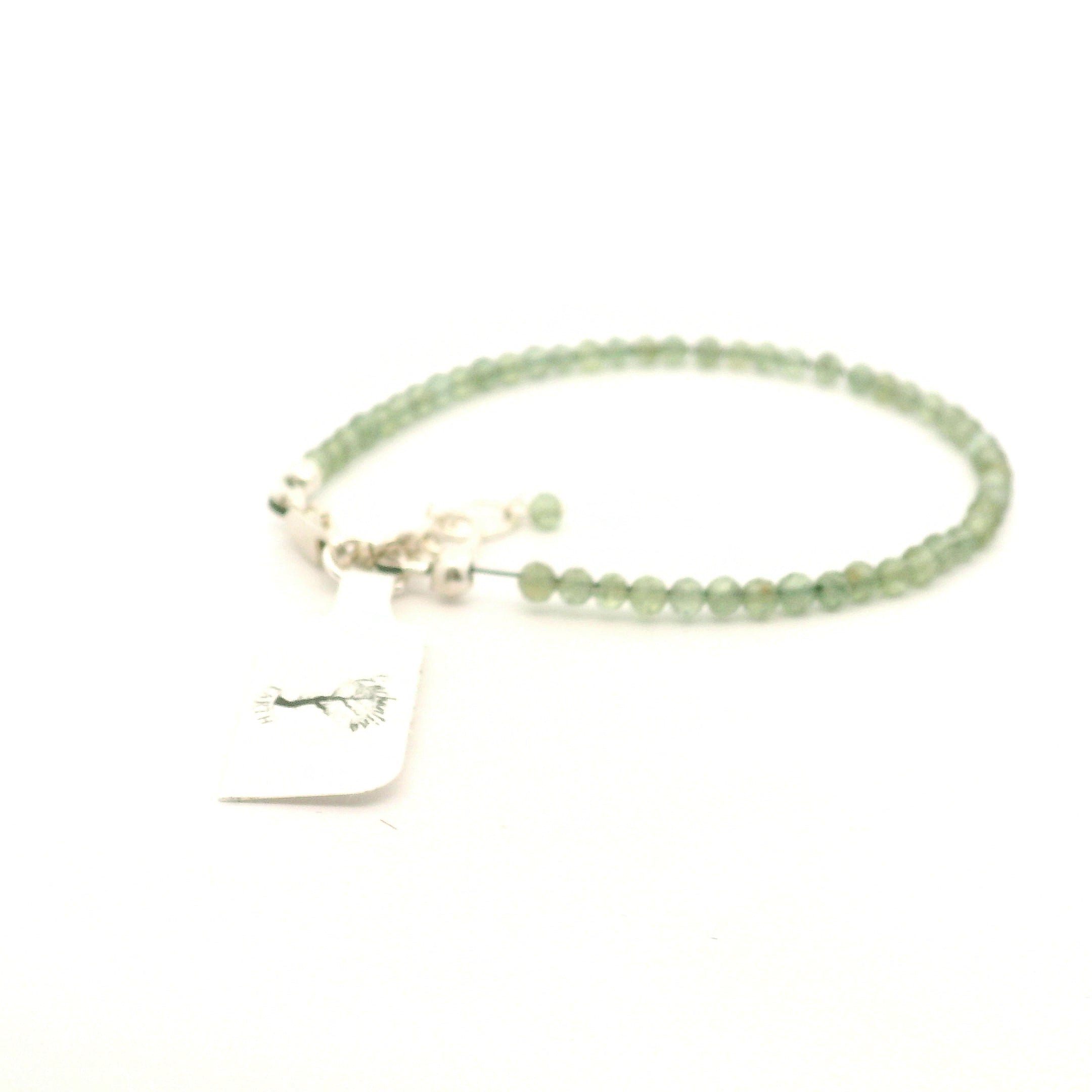 Green Apatite Micro Faceted Bracelet 925 Silver for Heart Connection and Manifestation