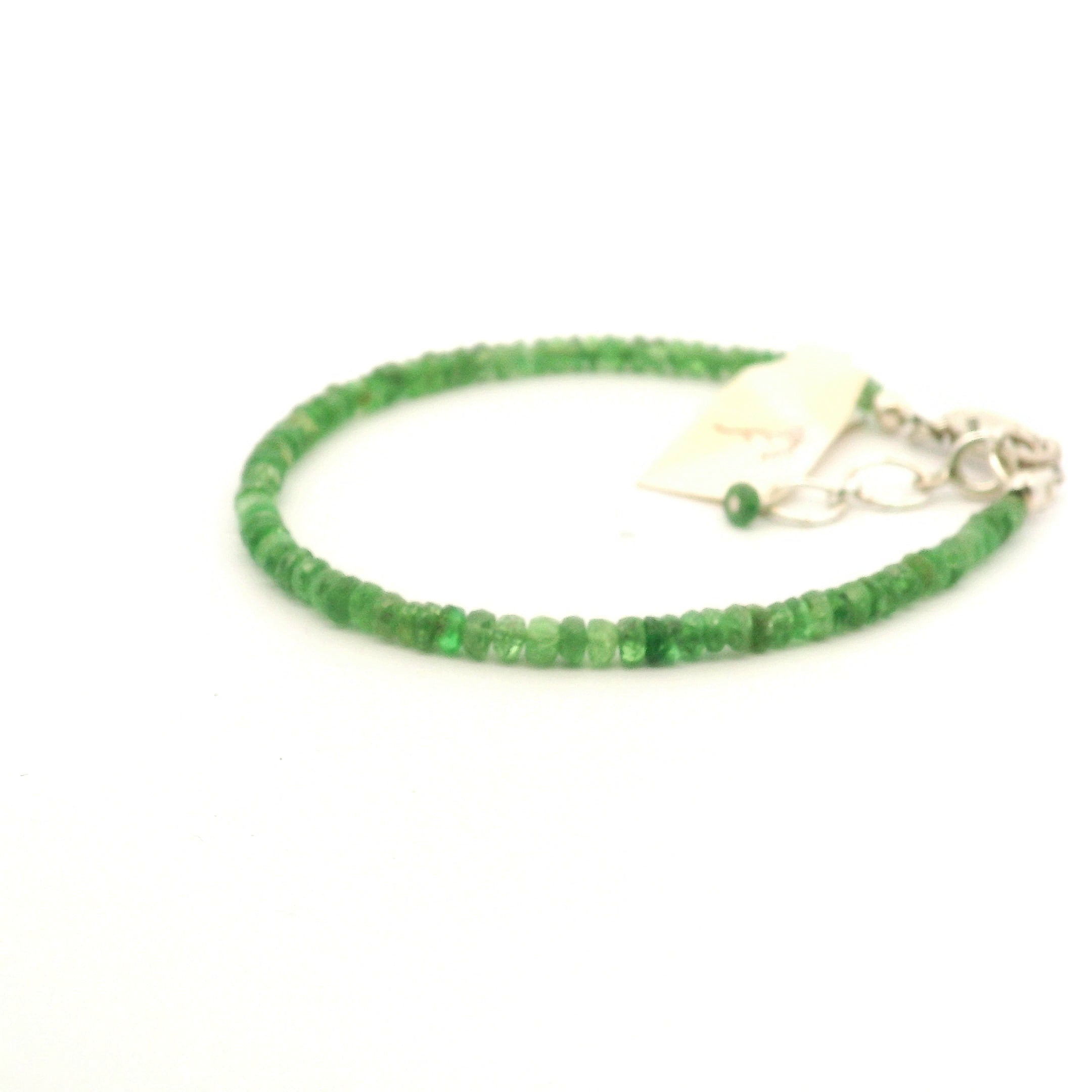 Tsavorite Garnet Micro Faceted Bracelet 925 Silver for Compassion and Loyalty