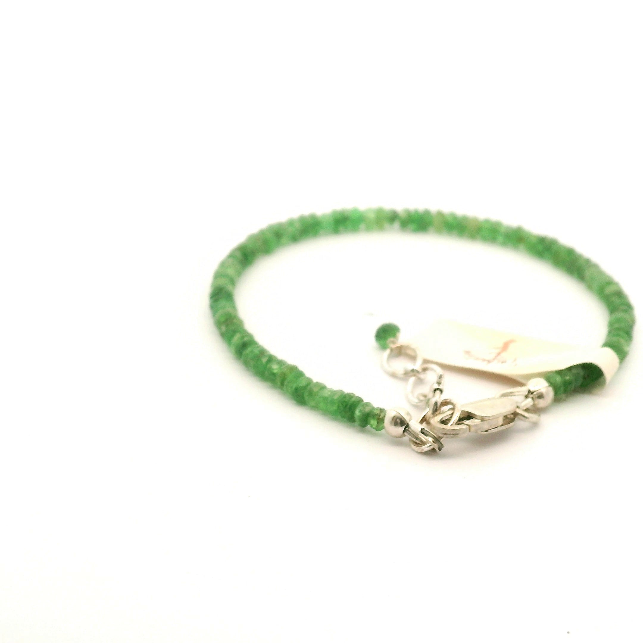 Tsavorite Garnet Micro Faceted Bracelet 925 Silver for Compassion and Loyalty