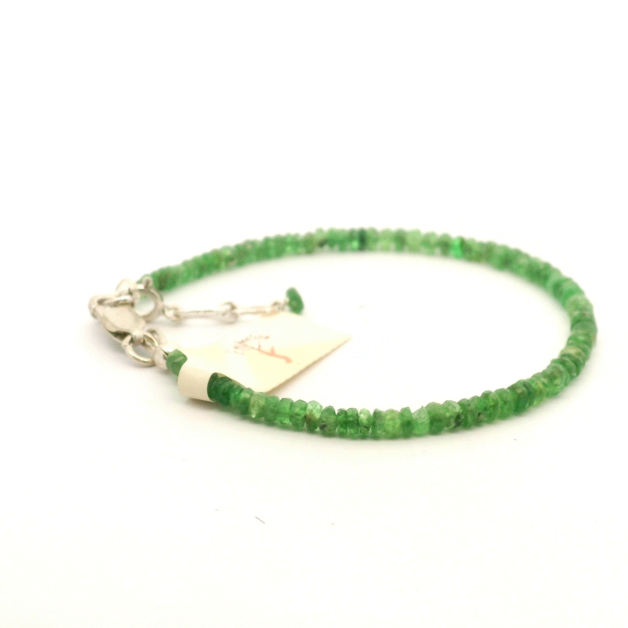 Tsavorite Garnet Micro Faceted Bracelet 925 Silver for Compassion and Loyalty