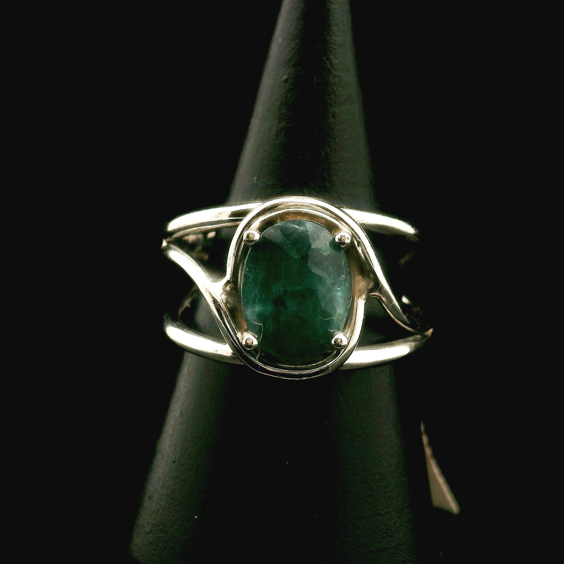 Grandidierite Faceted Cuff Ring .925 Silver for Enhancing Intuitive Communication
