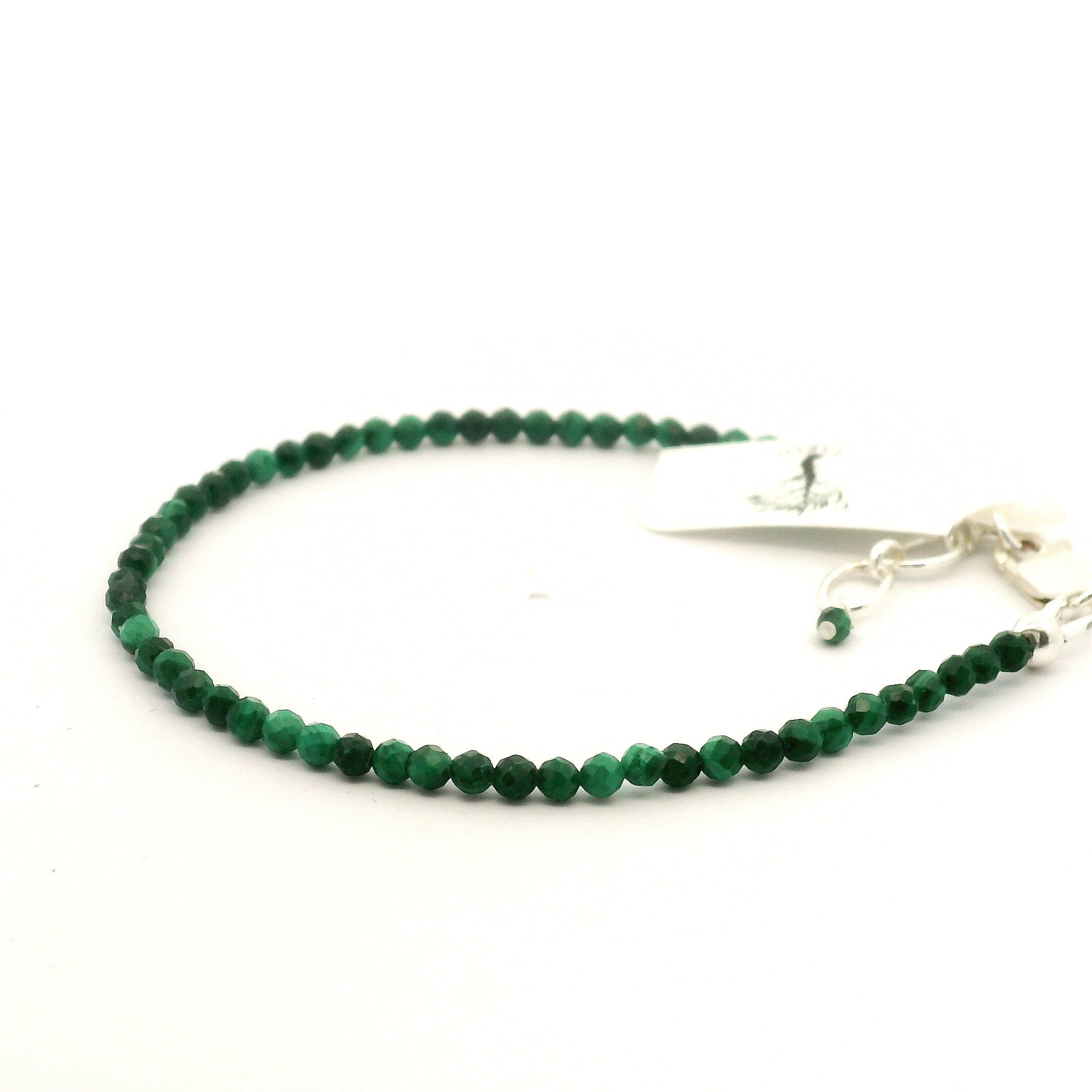 Malachite Micro Faceted Bracelet 925 Silver for Transformation and Wealth