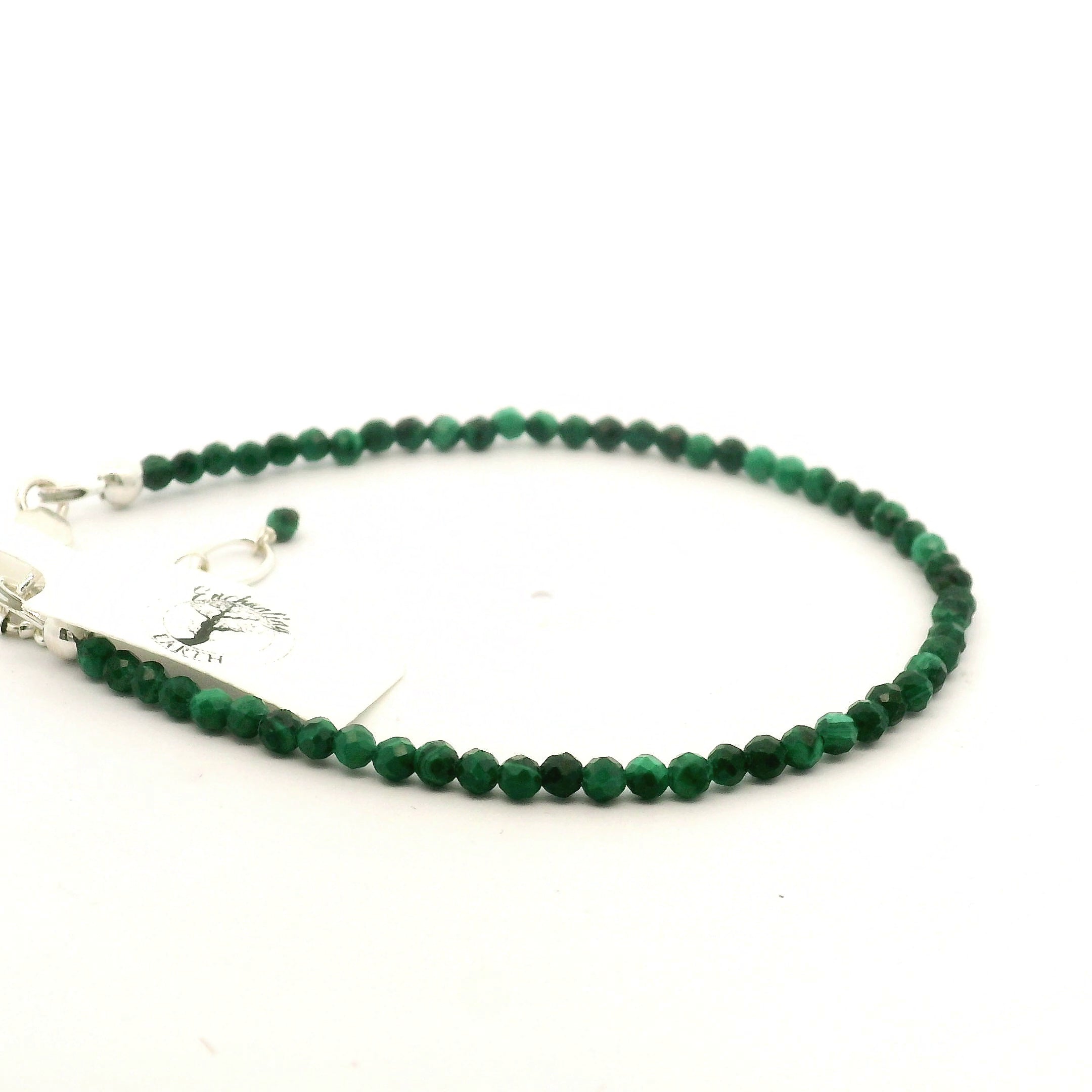 Malachite Micro Faceted Bracelet 925 Silver for Transformation and Wealth