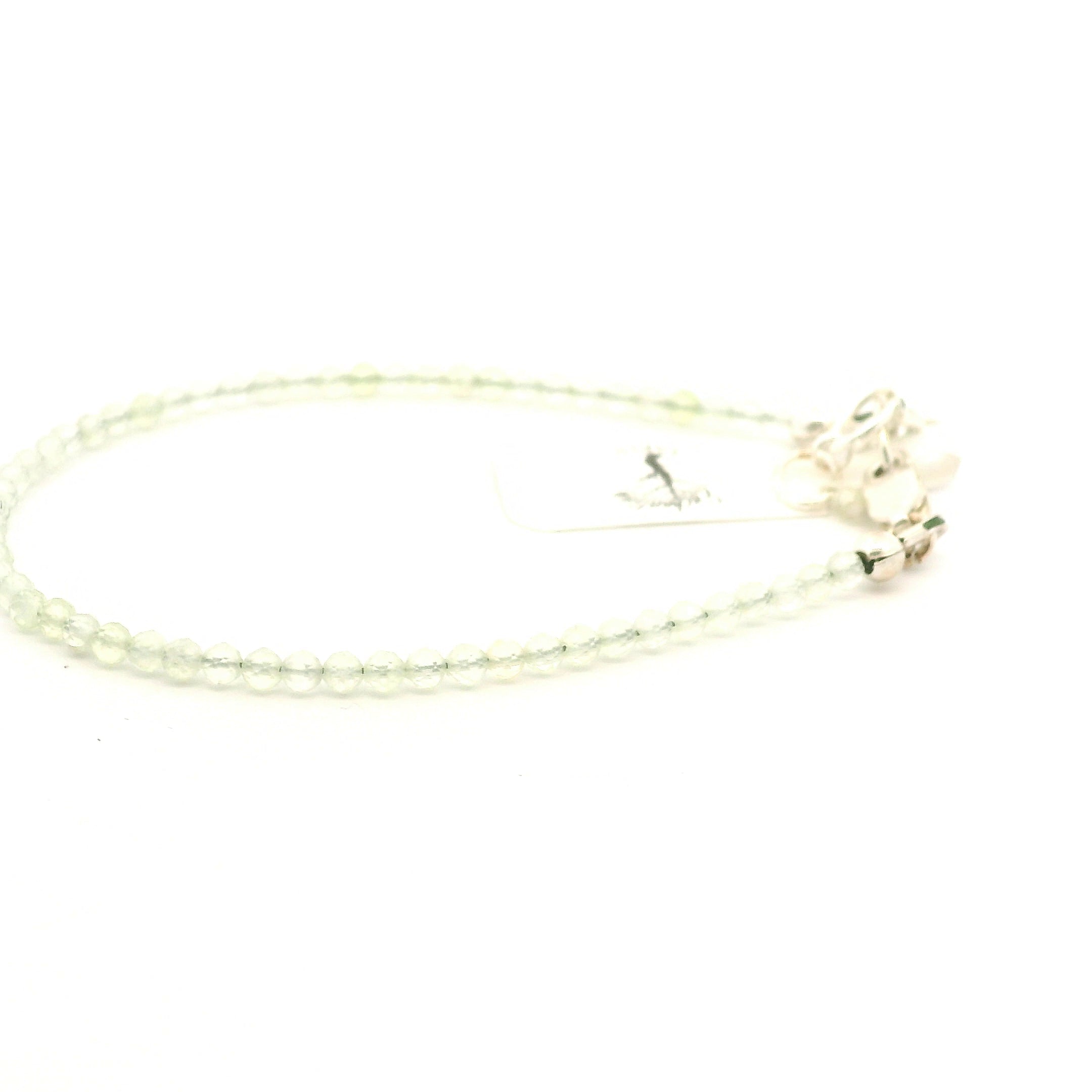 Prehnite Micro Faceted Bracelet 925 Silver for Inner Peace and Heart Healing