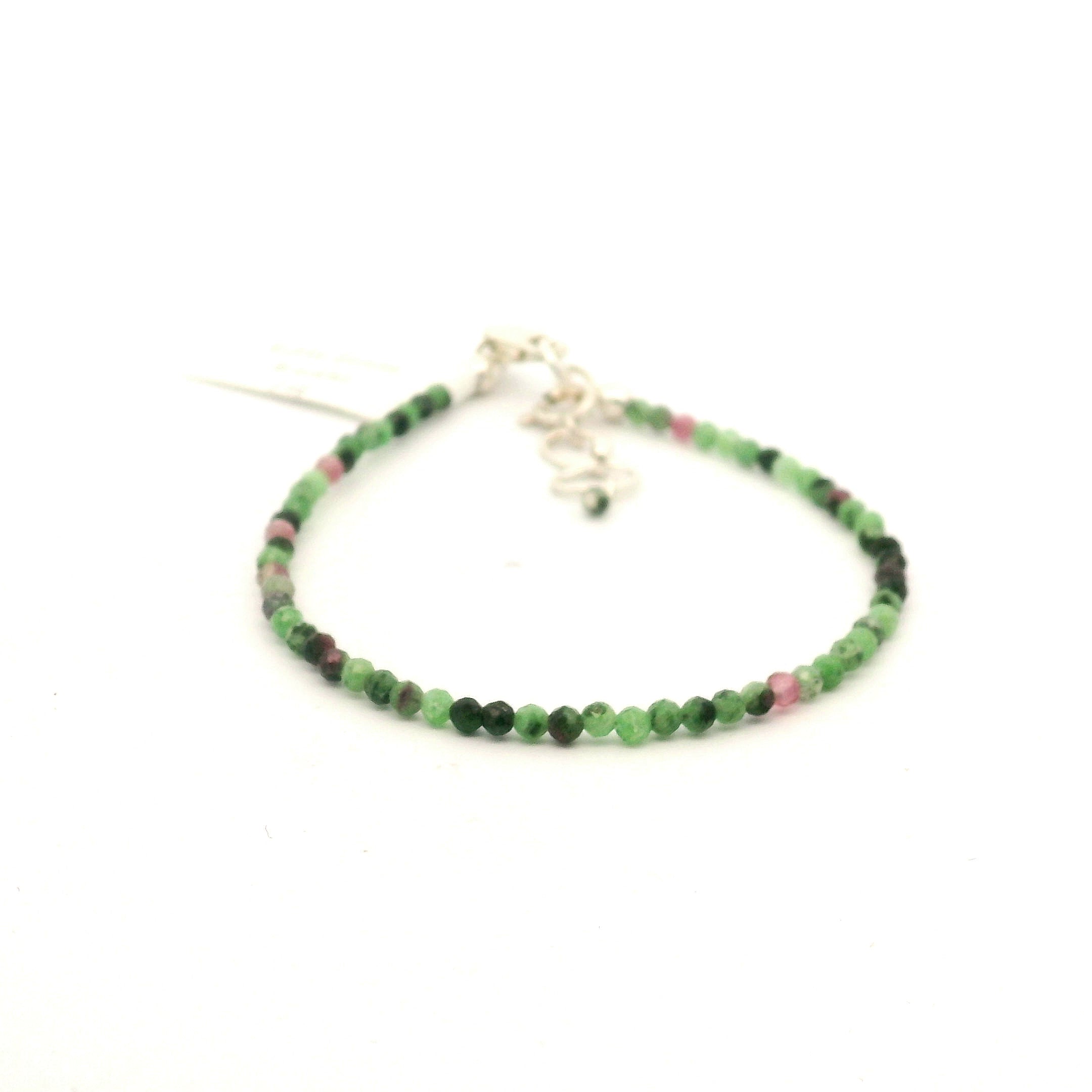 Ruby in Zoisite Micro Faceted Bracelet 925 Silver for Passion and Rejuvenation