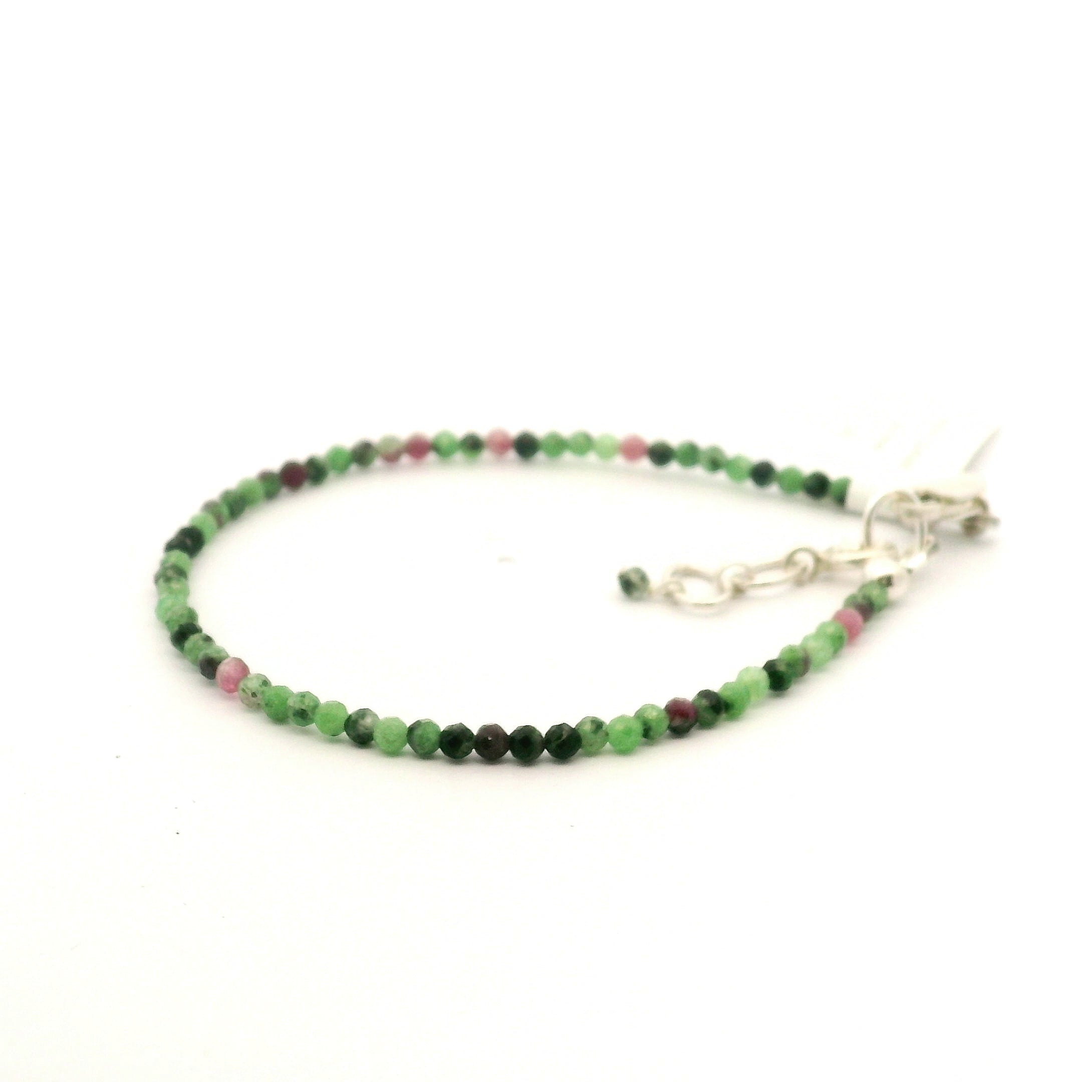 Ruby in Zoisite Micro Faceted Bracelet 925 Silver for Passion and Rejuvenation