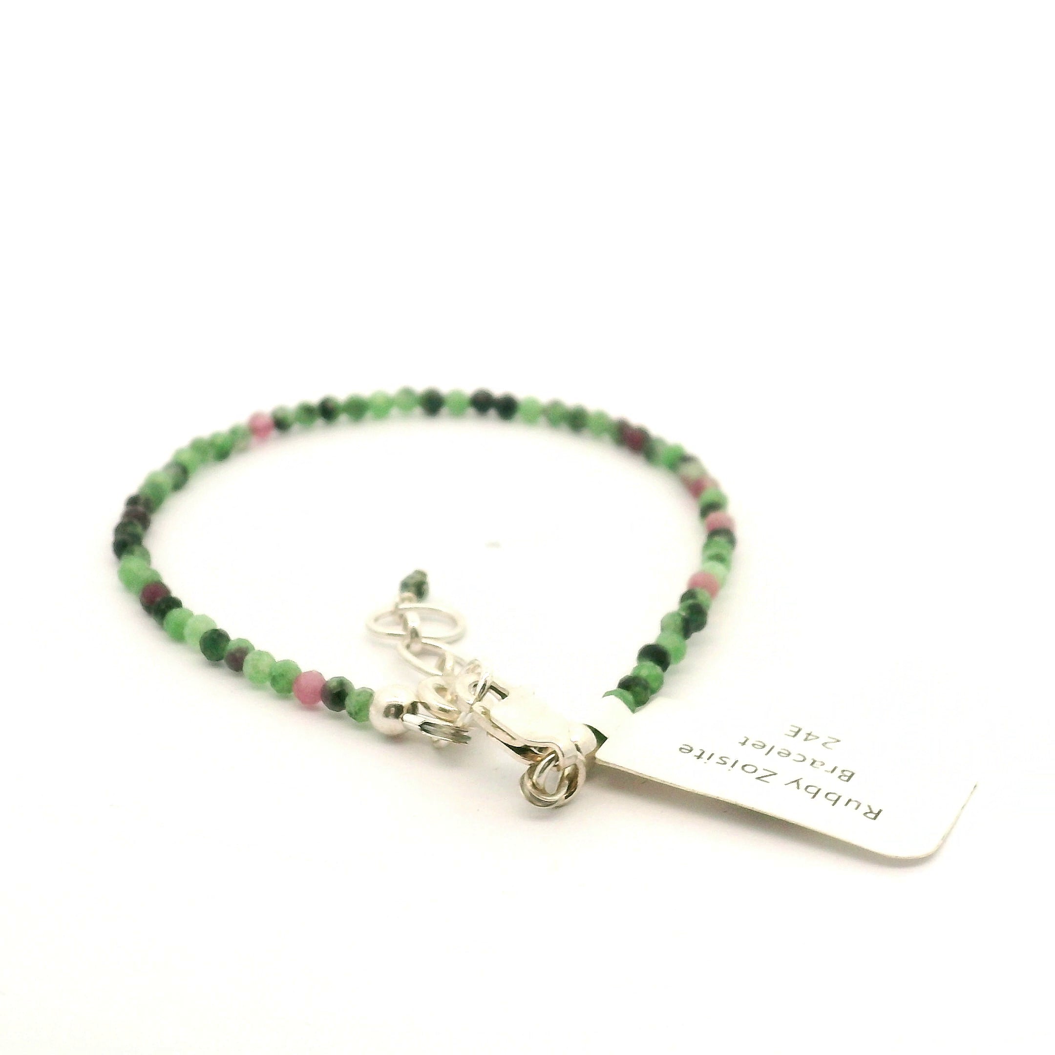 Ruby in Zoisite Micro Faceted Bracelet 925 Silver for Passion and Rejuvenation