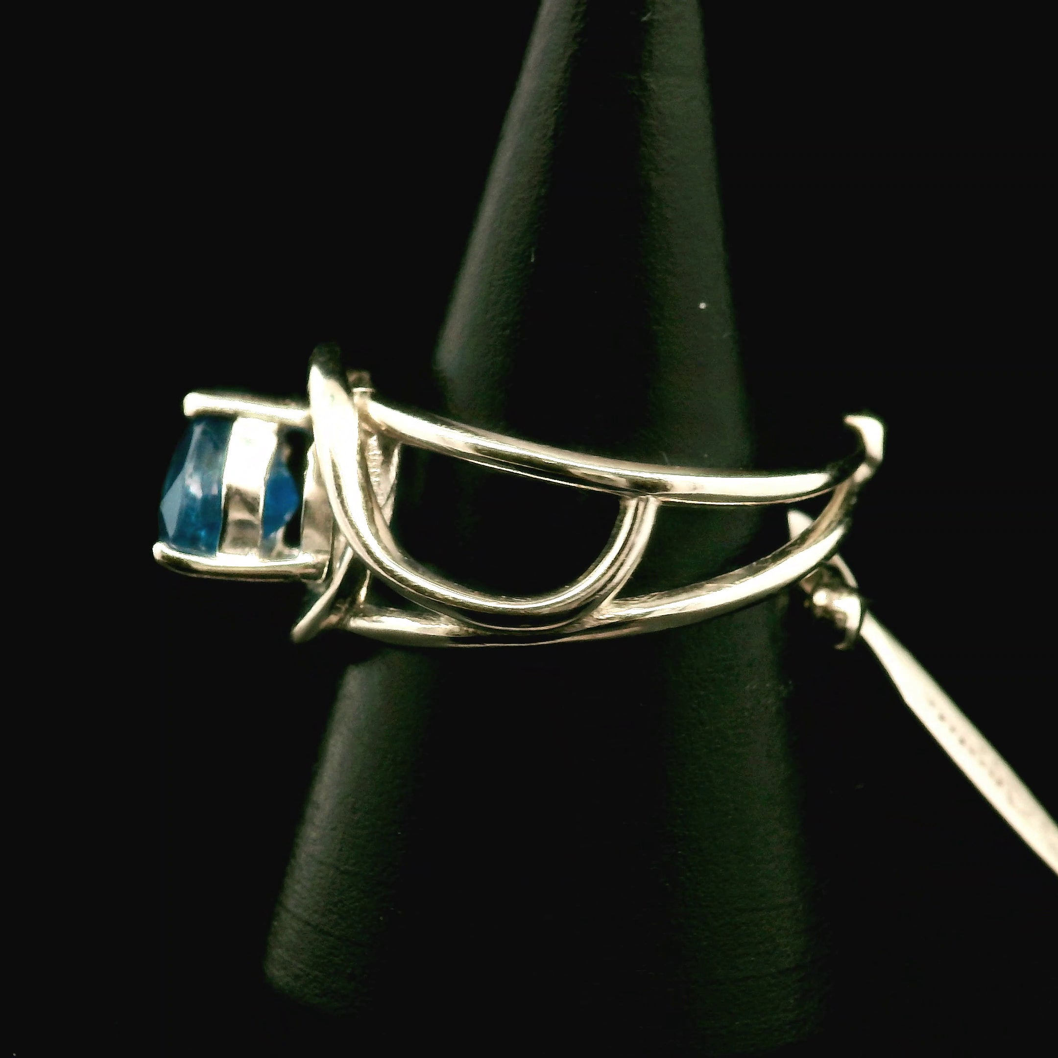 Neon Blue Apatite Cuff Ring .925 Silver for Overall Health and Wellness