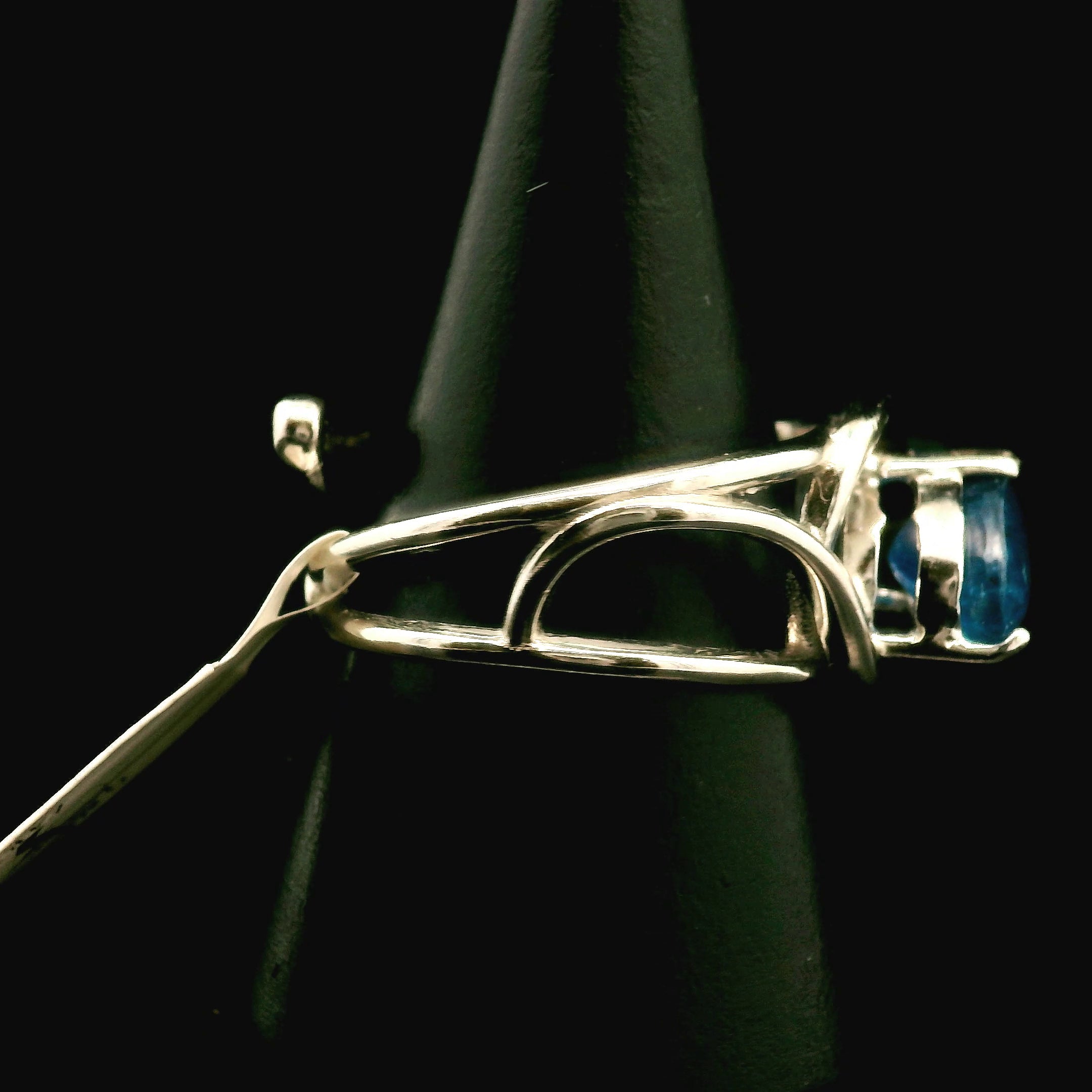 Neon Blue Apatite Cuff Ring .925 Silver for Overall Health and Wellness