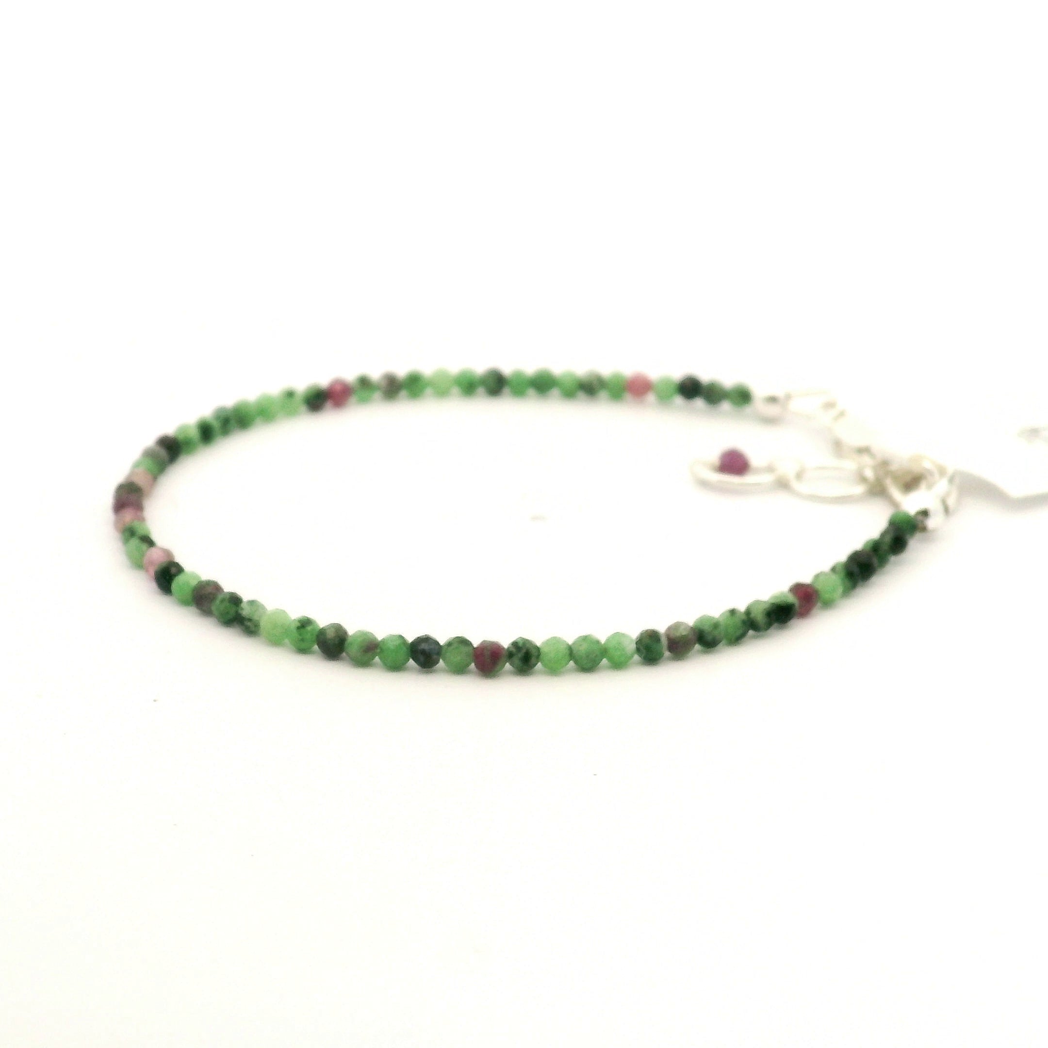 Ruby in Zoisite Micro Faceted Bracelet 925 Silver for Passion and Rejuvenation